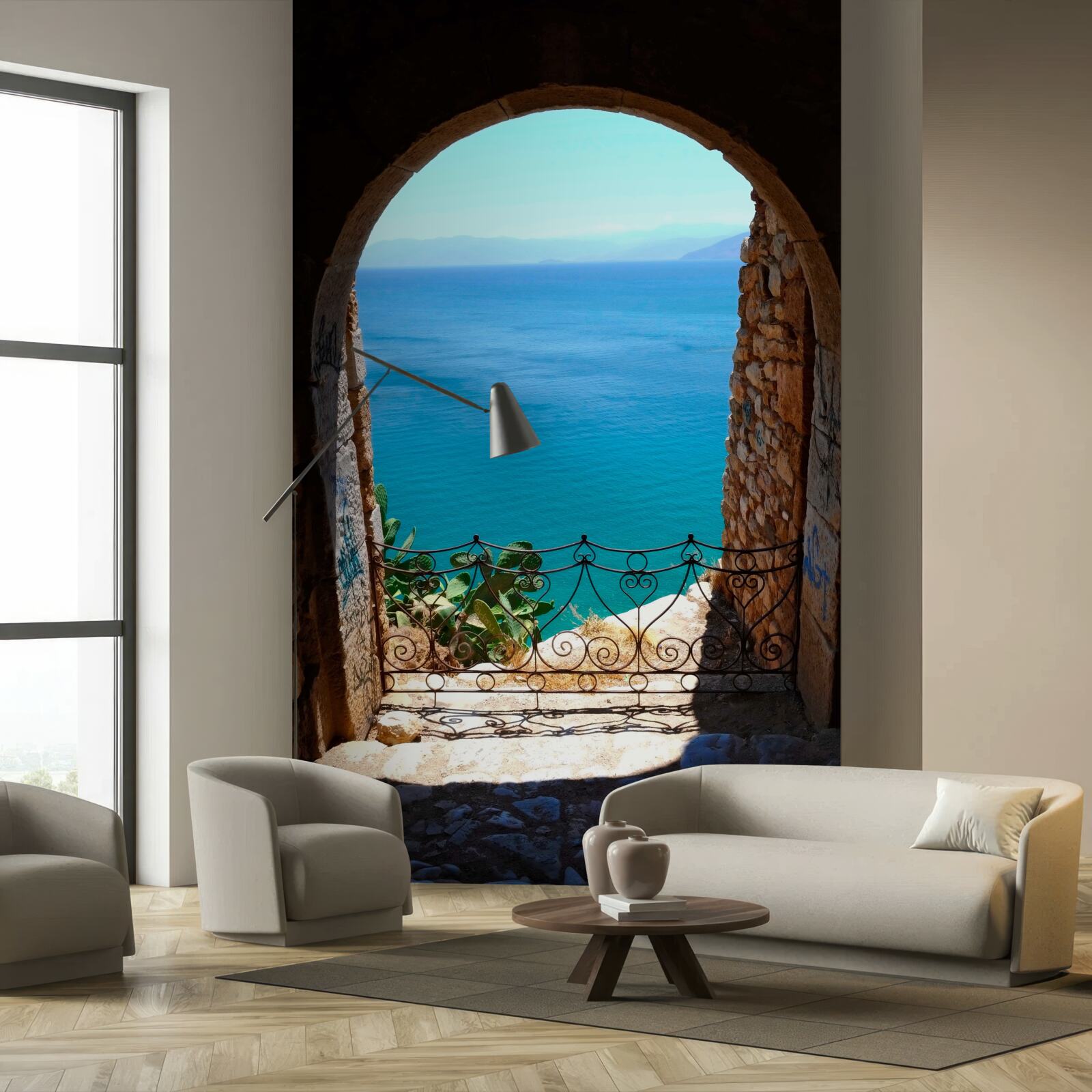 Fototapet arc de piatră care duce la mare
