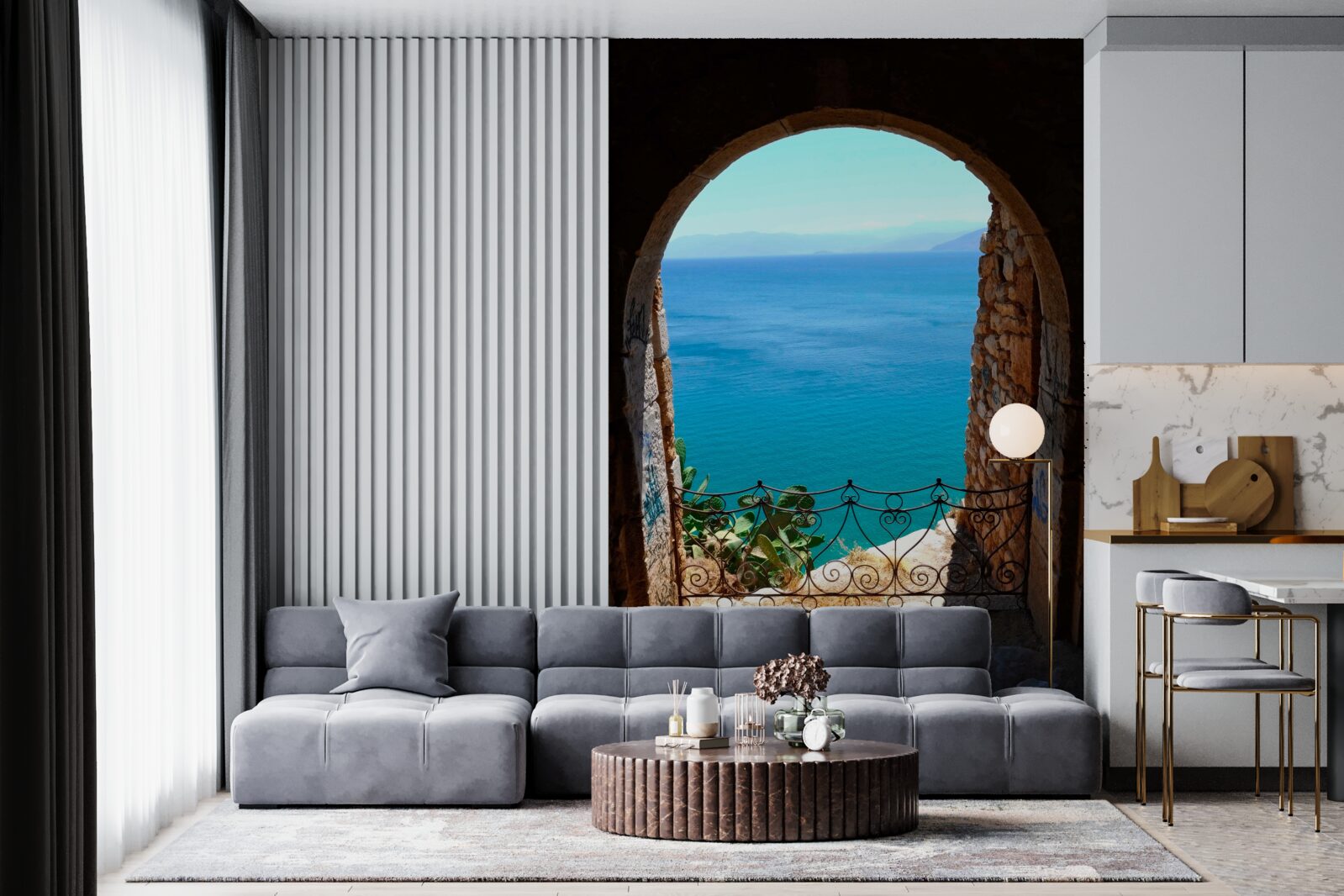 Fototapet arc de piatră care duce la mare