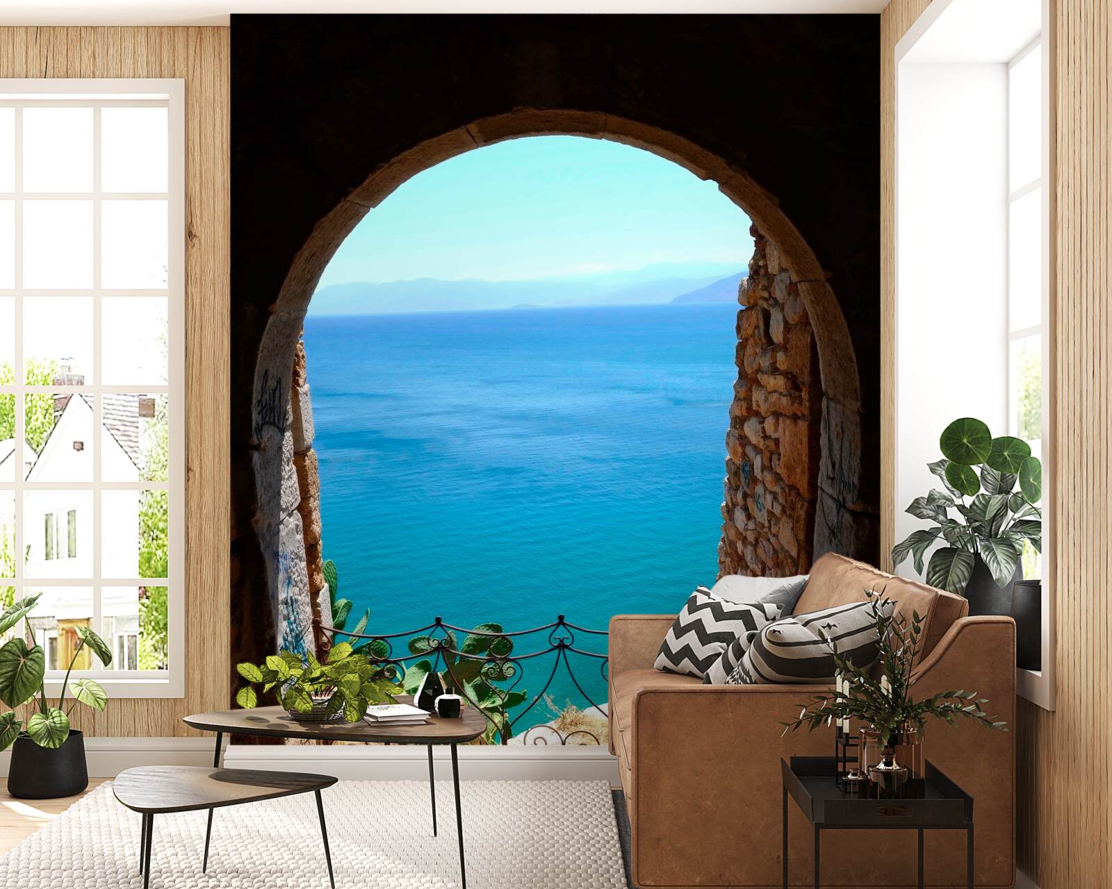 Fototapet arc de piatră care duce la mare