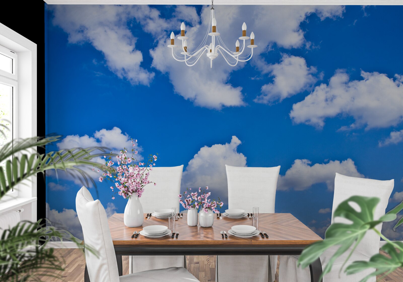 Fototapet nori plutind pe cerul albastru