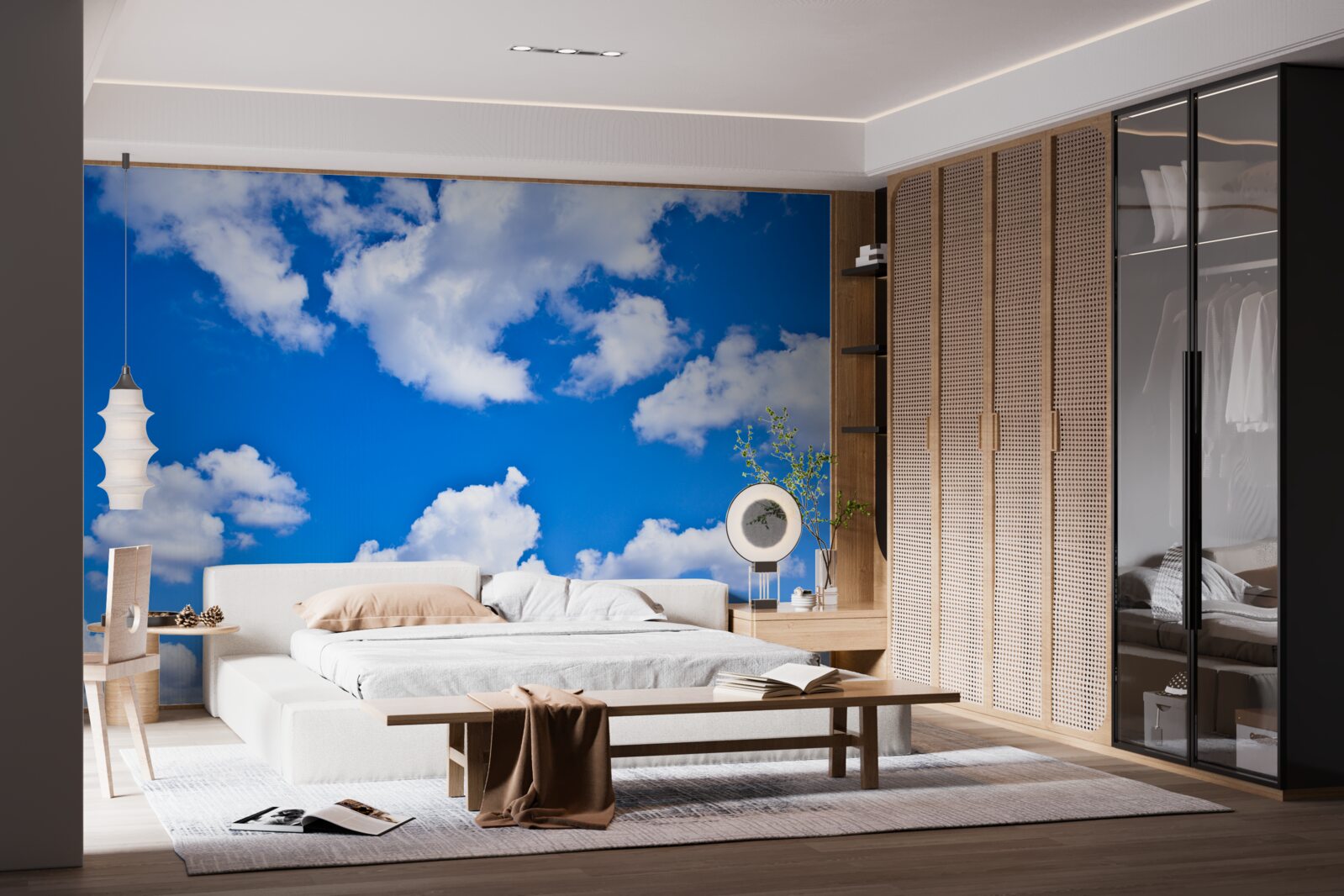 Fototapet nori plutind pe cerul albastru