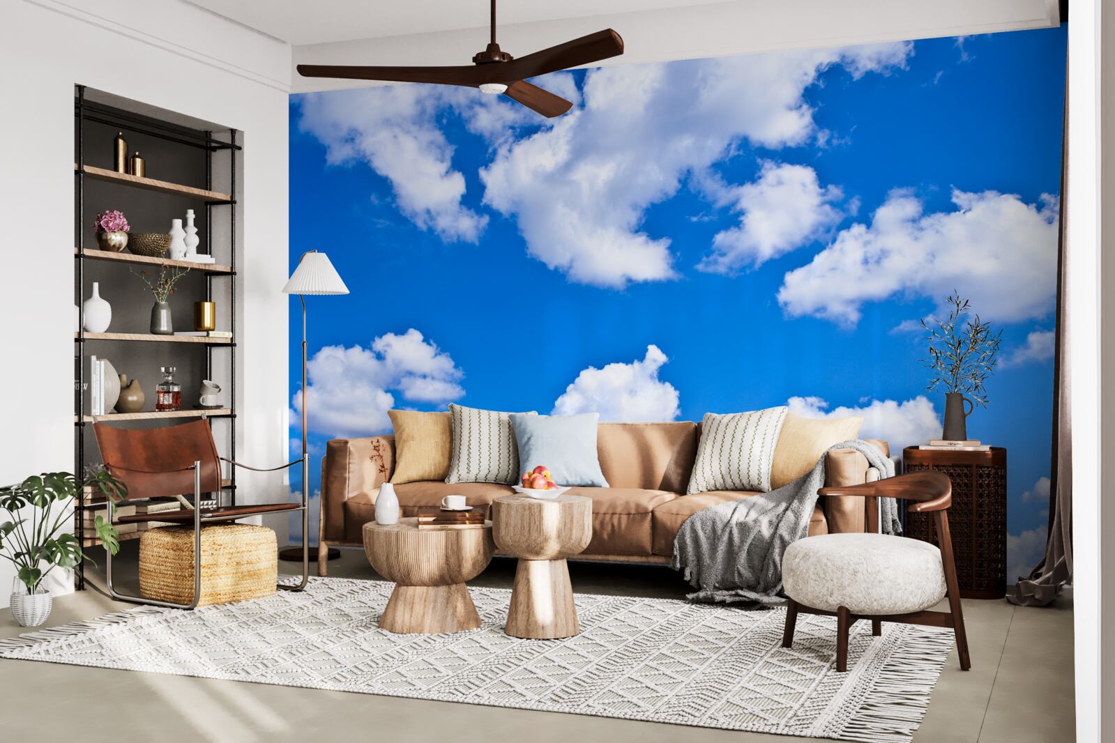 Fototapet nori plutind pe cerul albastru