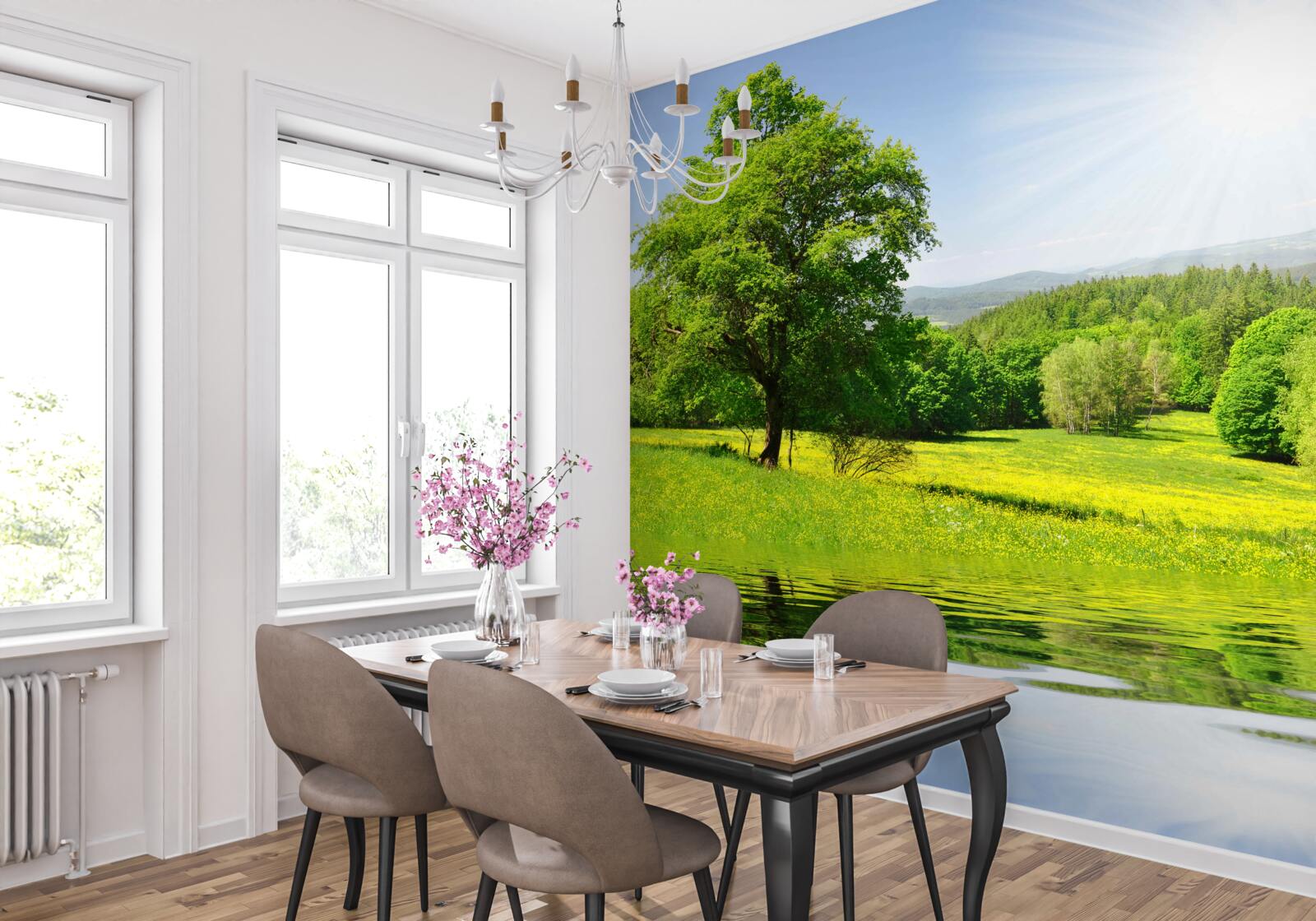 Fototapet o zi luminoasă pe o pajiște însorită