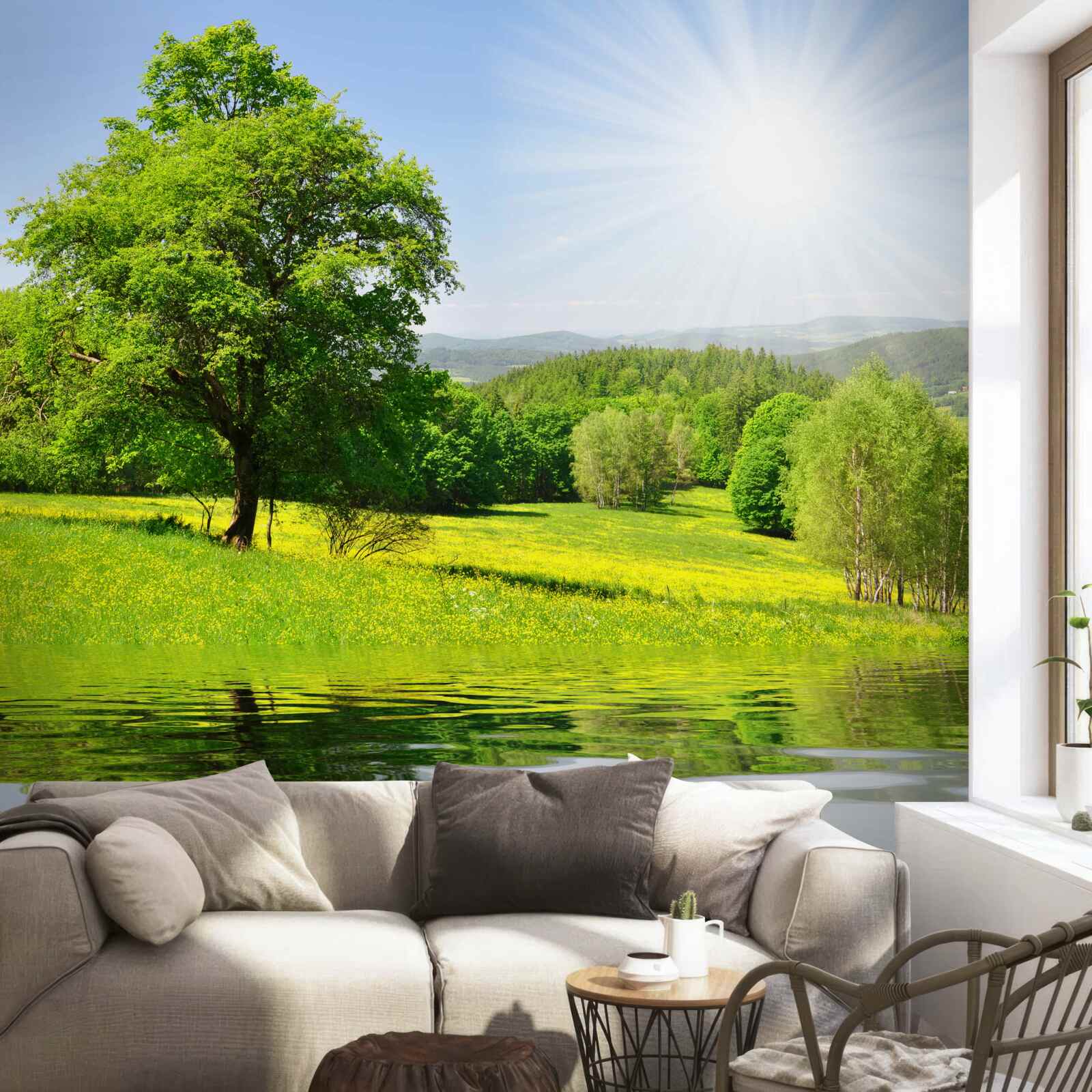 Fototapet o zi luminoasă pe o pajiște însorită