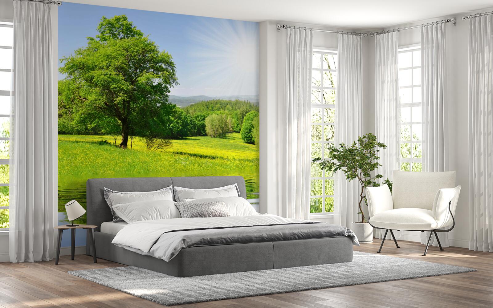 Fototapet o zi luminoasă pe o pajiște însorită