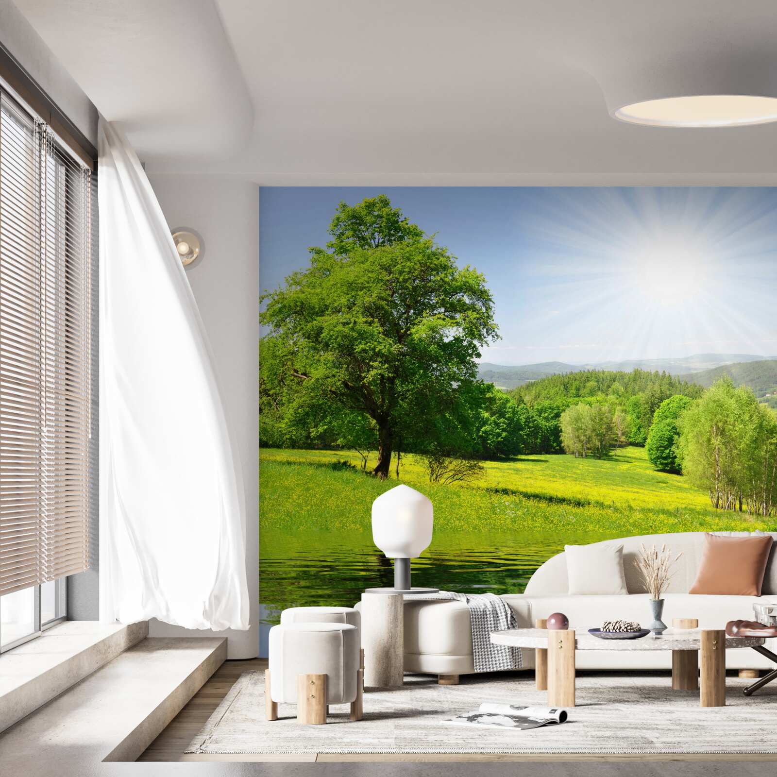 Fototapet o zi luminoasă pe o pajiște însorită