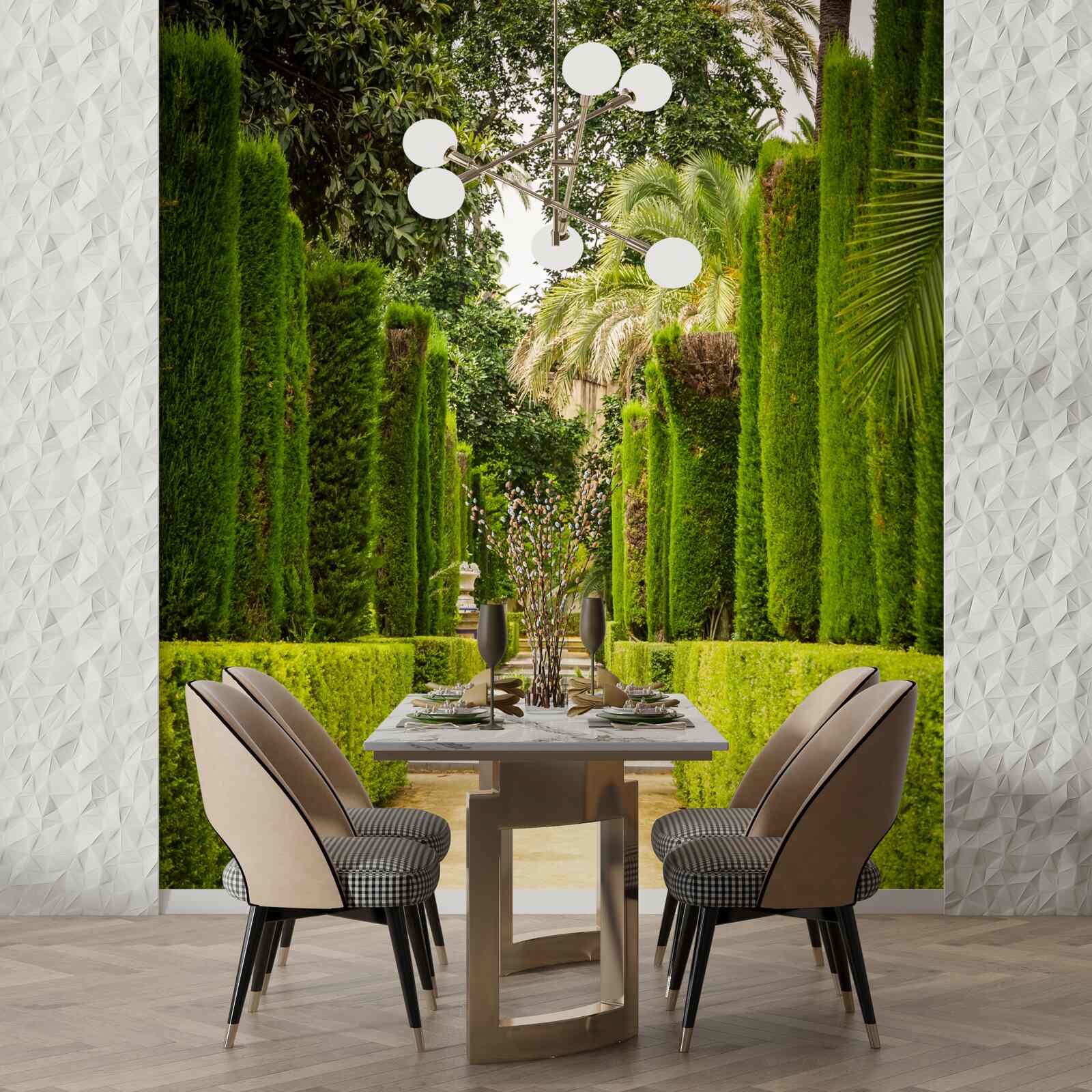 Fototapet potecă între chirpici bine îngrijiți