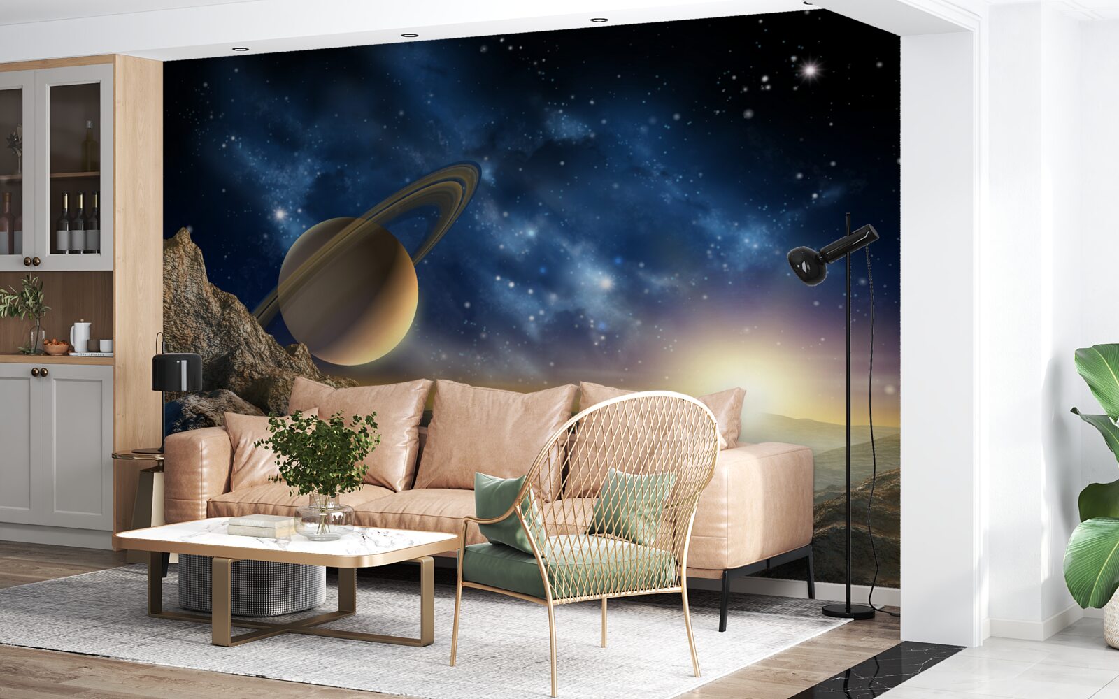 Fototapet abstract cu motiv planetar