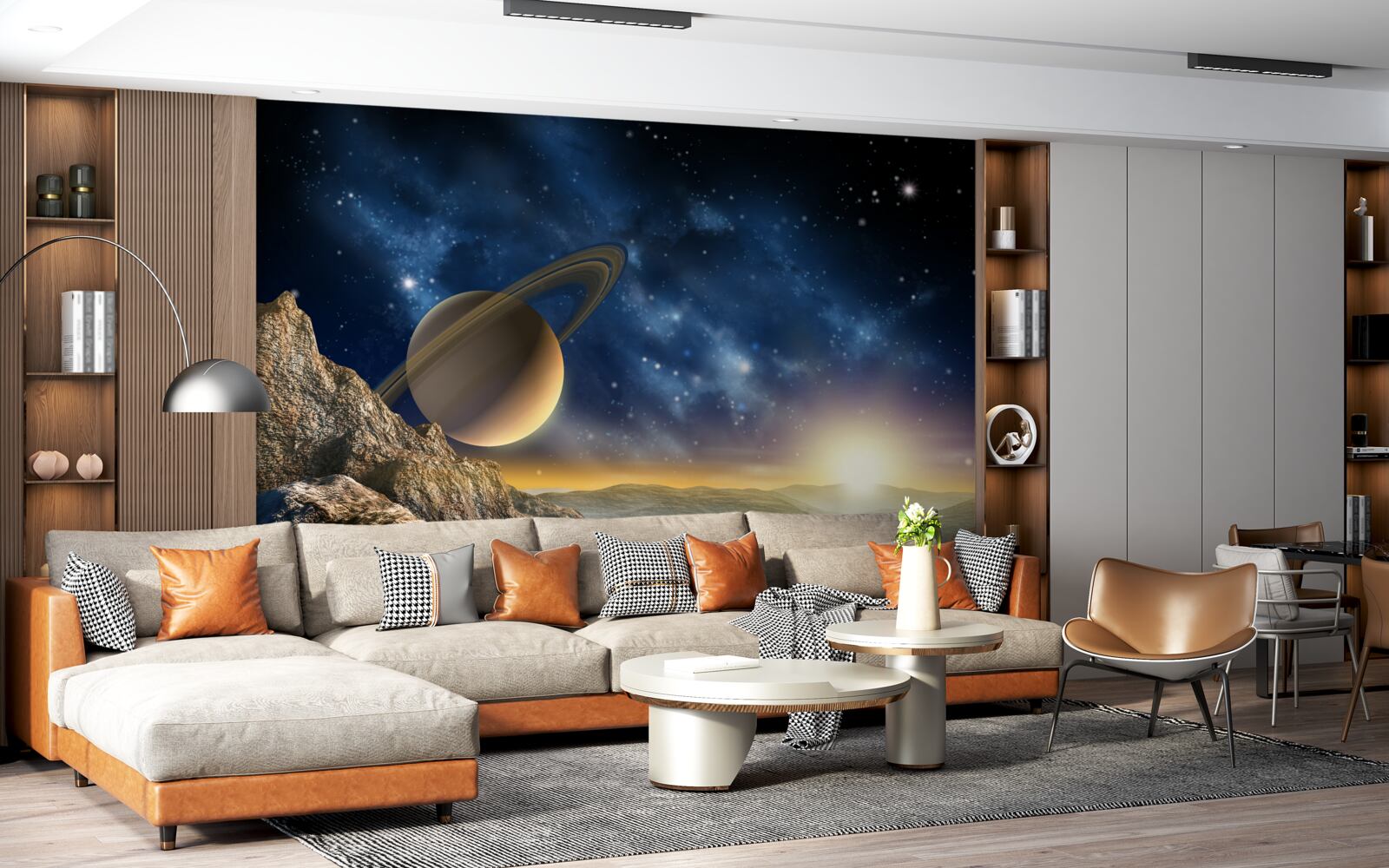 Fototapet abstract cu motiv planetar