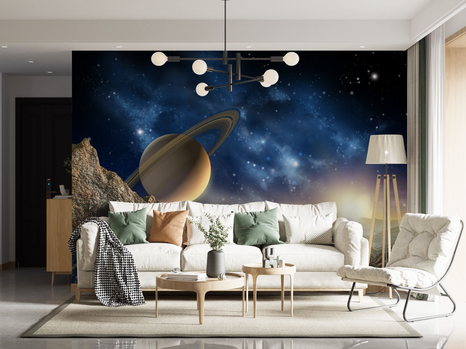 Fototapet abstract cu motiv planetar