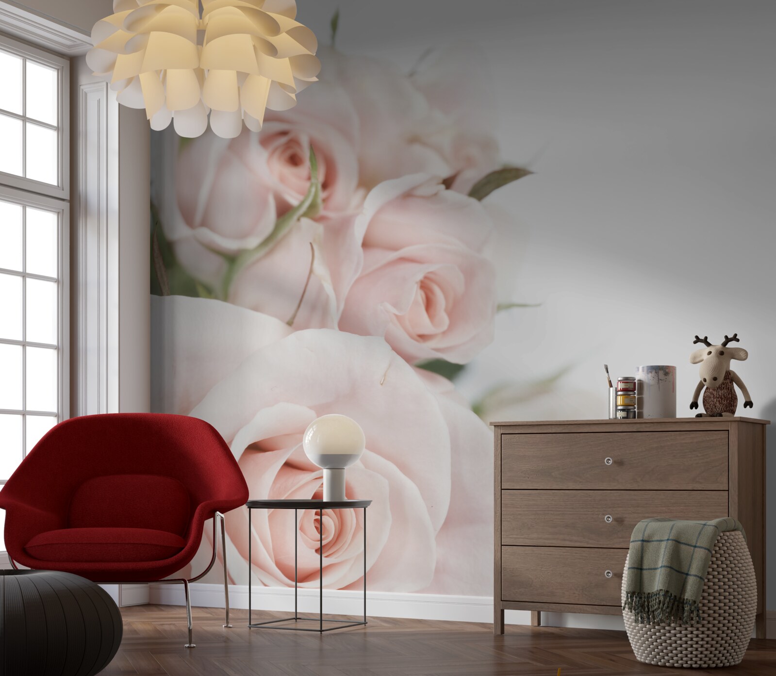 Fototapet buchet de trandafiri delicați în nuanțe deschise