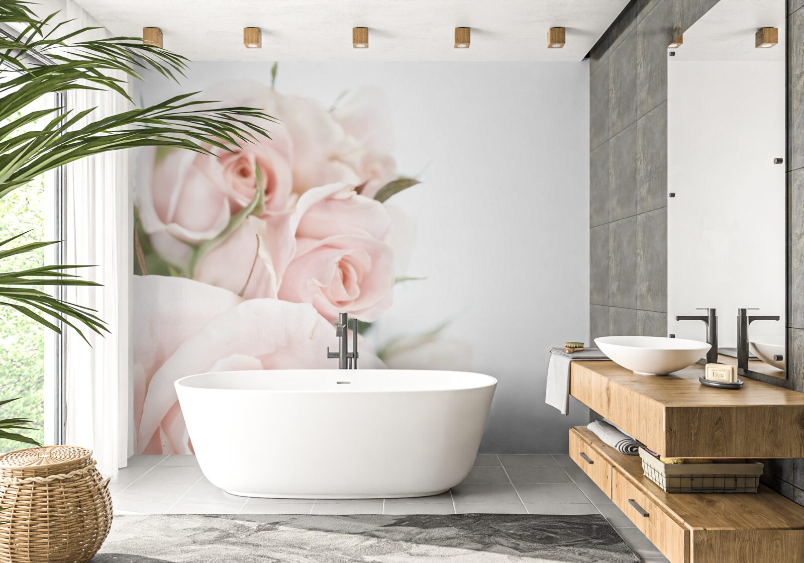 Fototapet buchet de trandafiri delicați în nuanțe deschise