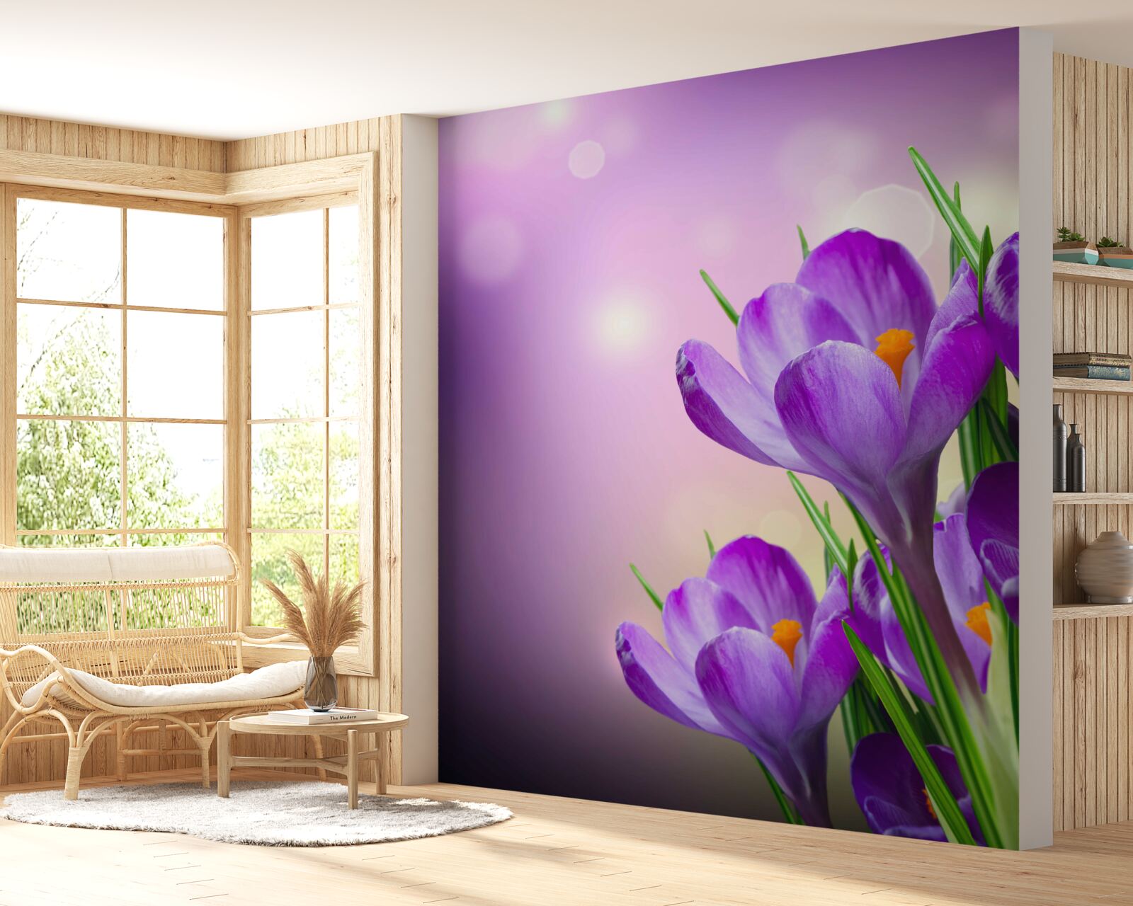 Fototapet în zori, irișii înfloresc într-o nuanță delicată de violet