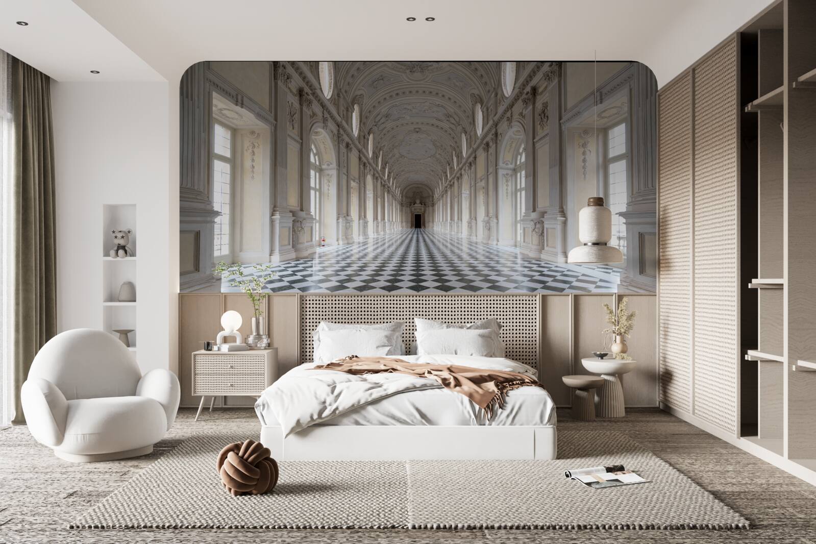 Fototapet faianță în stil mozaic într-o cameră căptușită cu piatră