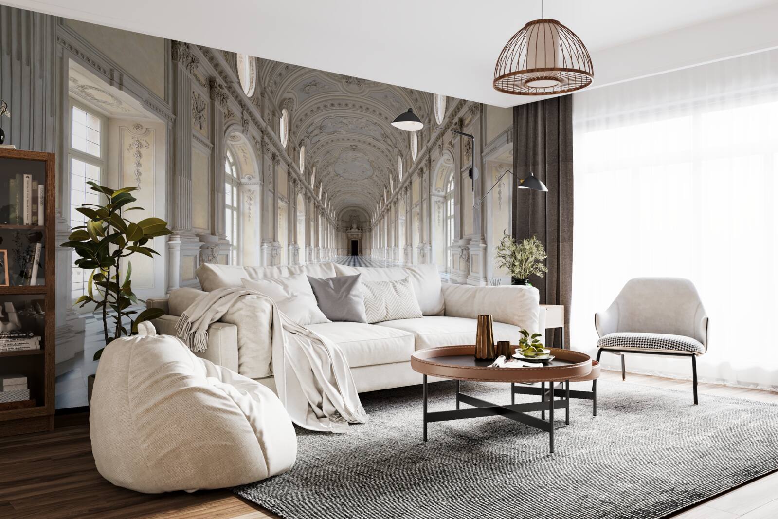 Fototapet faianță în stil mozaic într-o cameră căptușită cu piatră