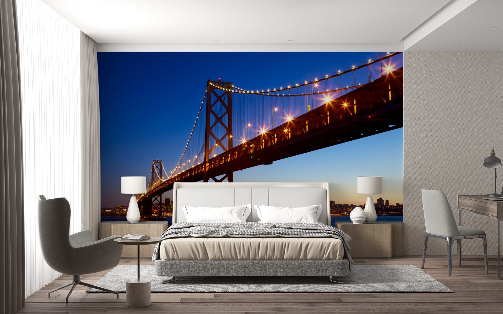 Fototapet pod luminat într-un peisaj urban