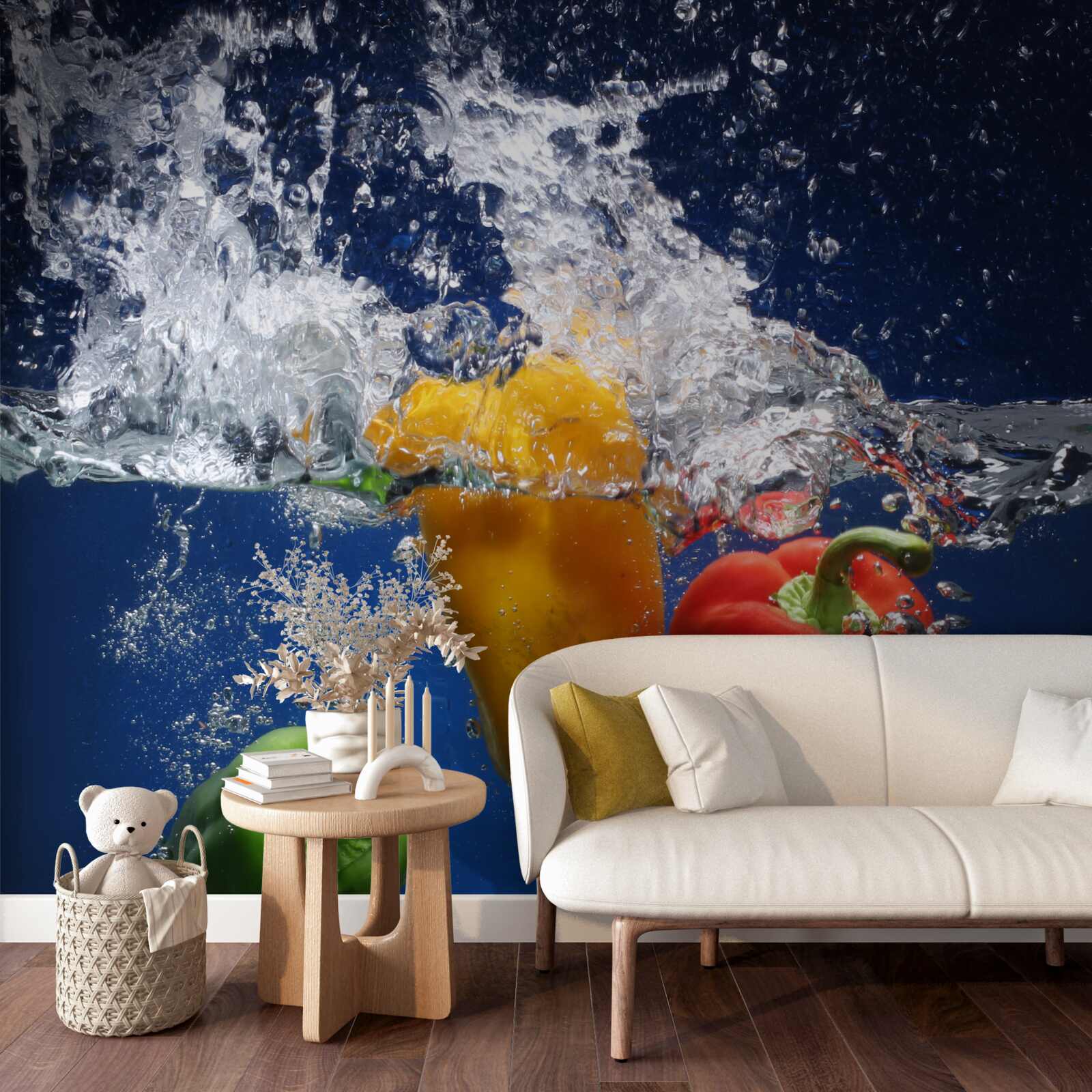 Fototapet ardei sub jet de apă