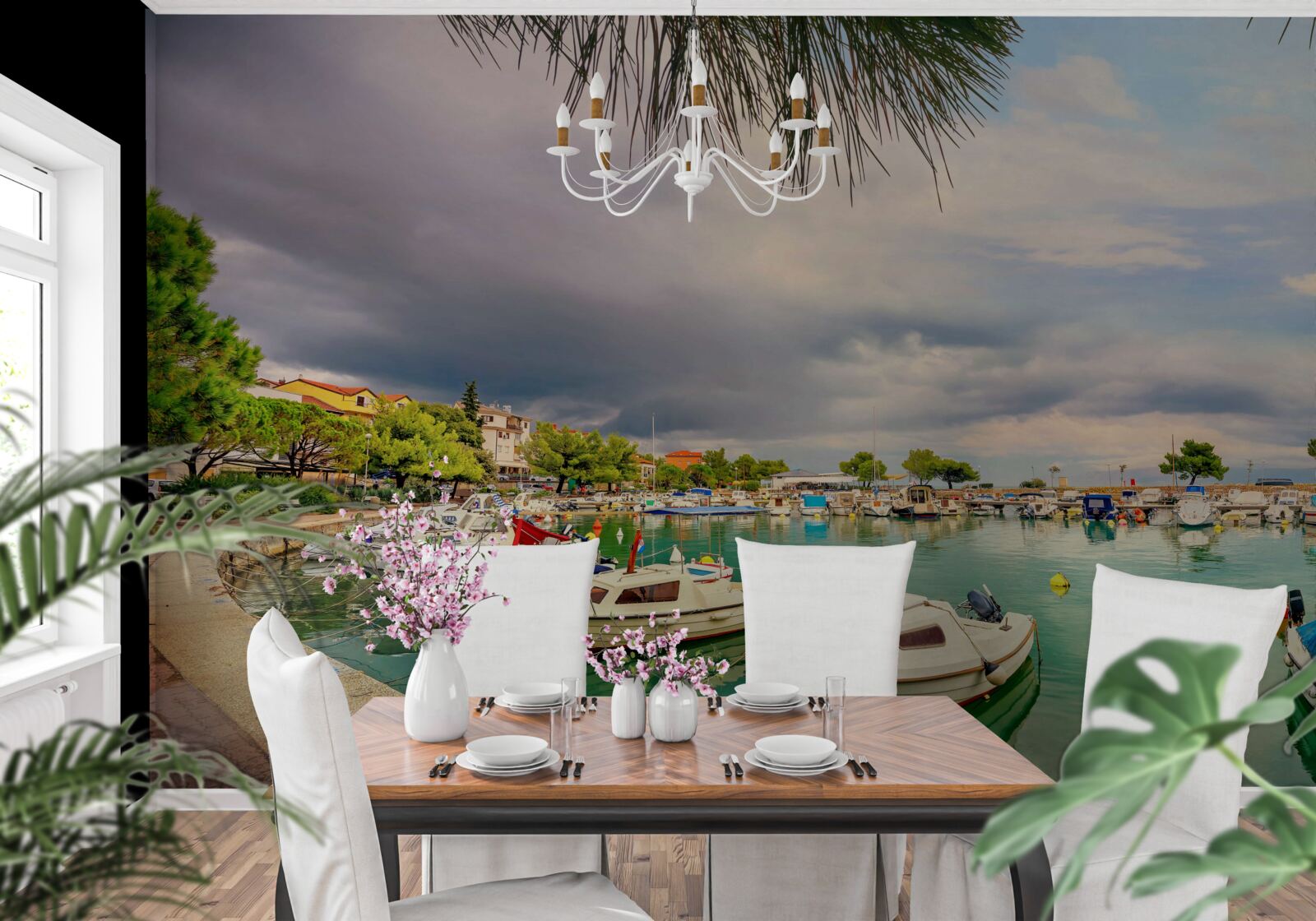 Fototapet port liniștit cu bărci cu vele