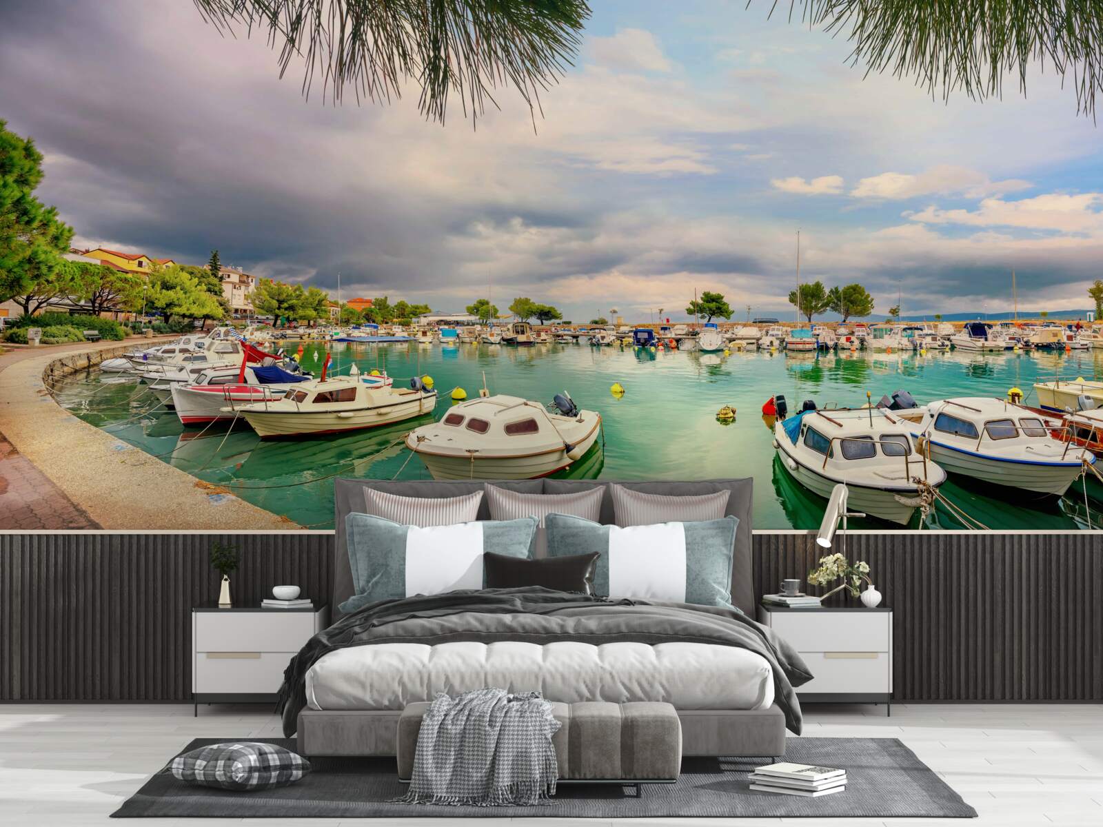 Fototapet port liniștit cu bărci cu vele