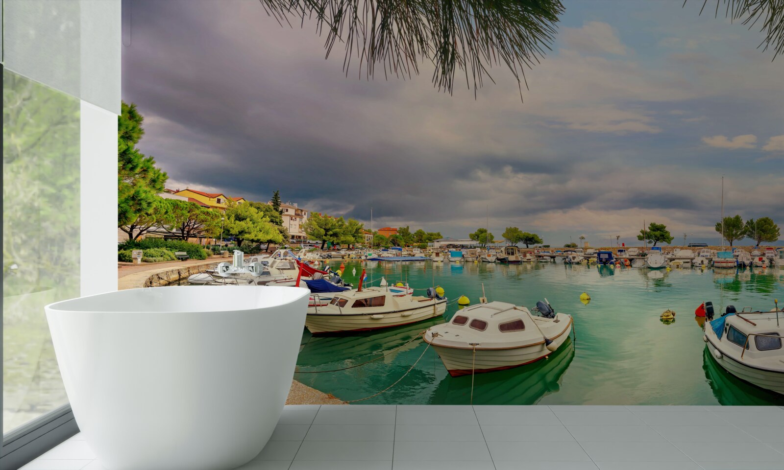 Fototapet port liniștit cu bărci cu vele