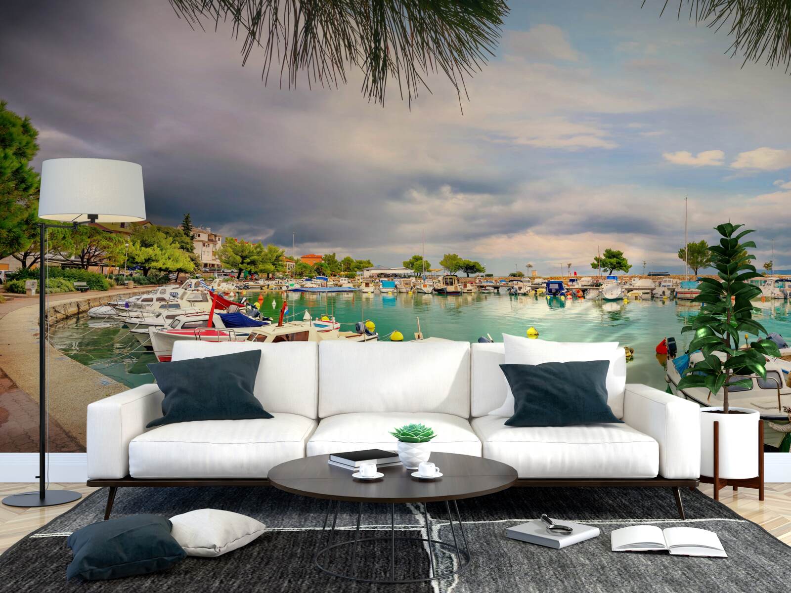 Fototapet port liniștit cu bărci cu vele