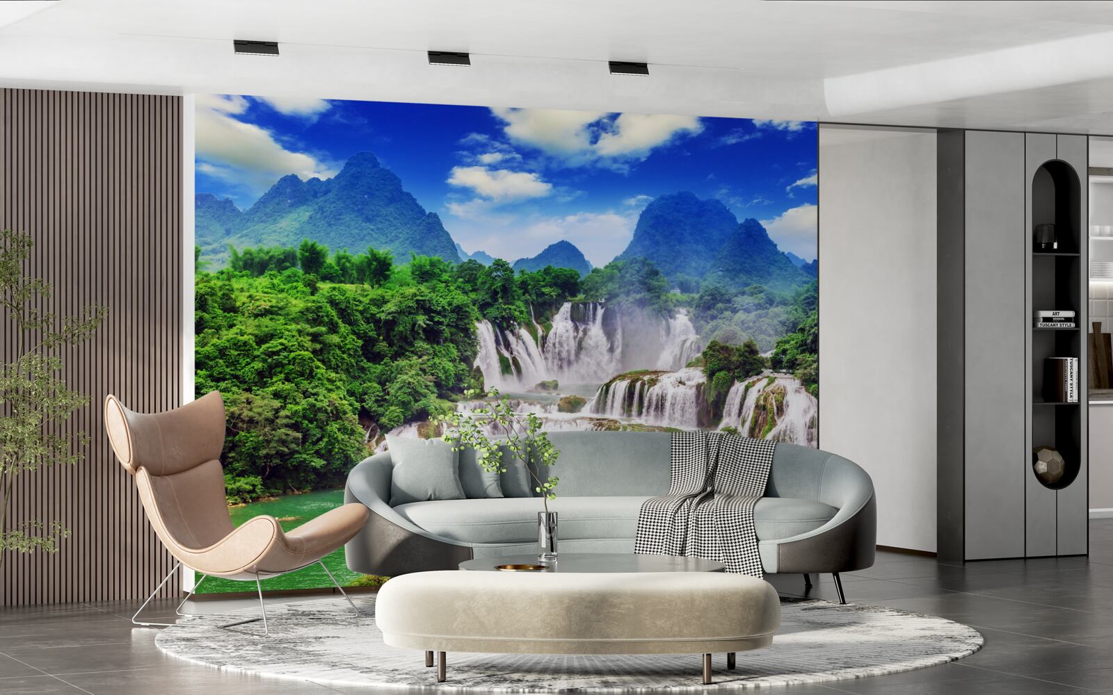 Fototapet cascadă magnifică într-o după-amiază de vară