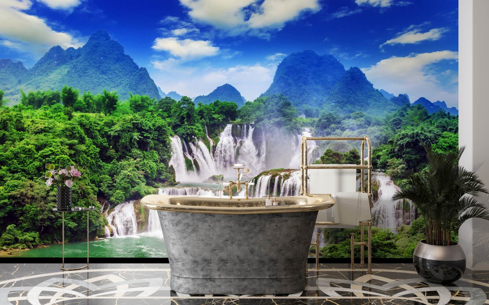 Fototapet cascadă magnifică într-o după-amiază de vară