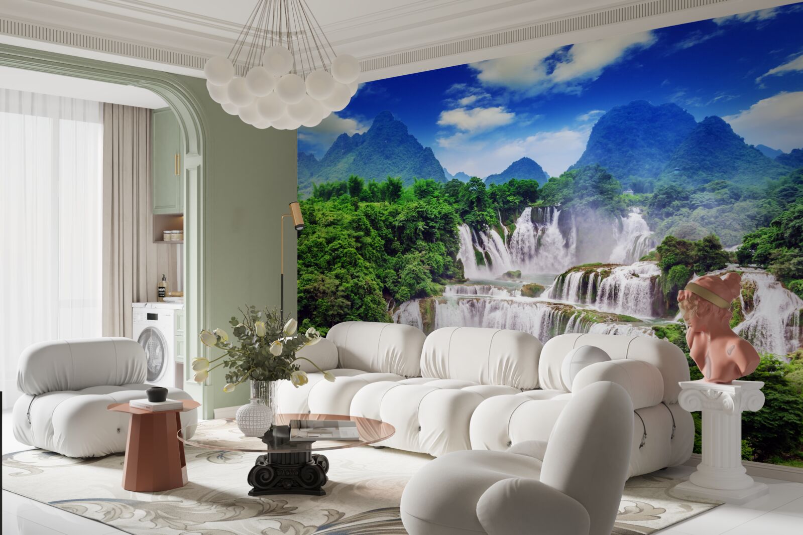 Fototapet cascadă magnifică într-o după-amiază de vară