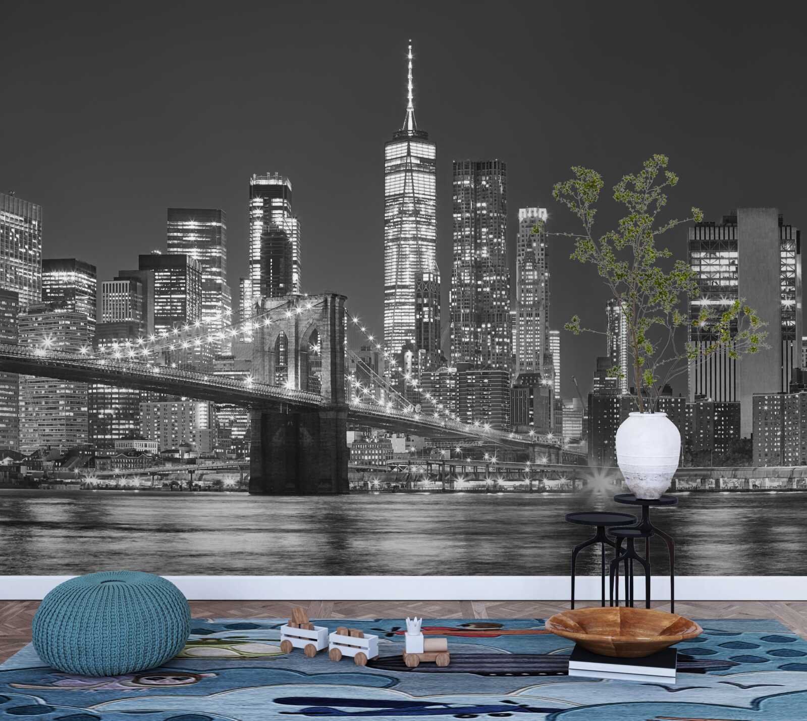 Fototapet vedere de seară a podului din manhattan