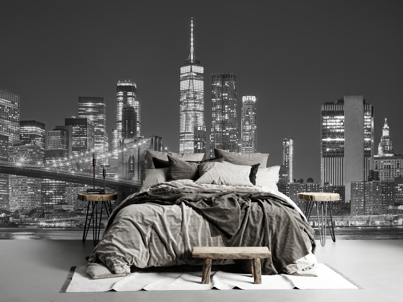 Fototapet vedere de seară a podului din manhattan