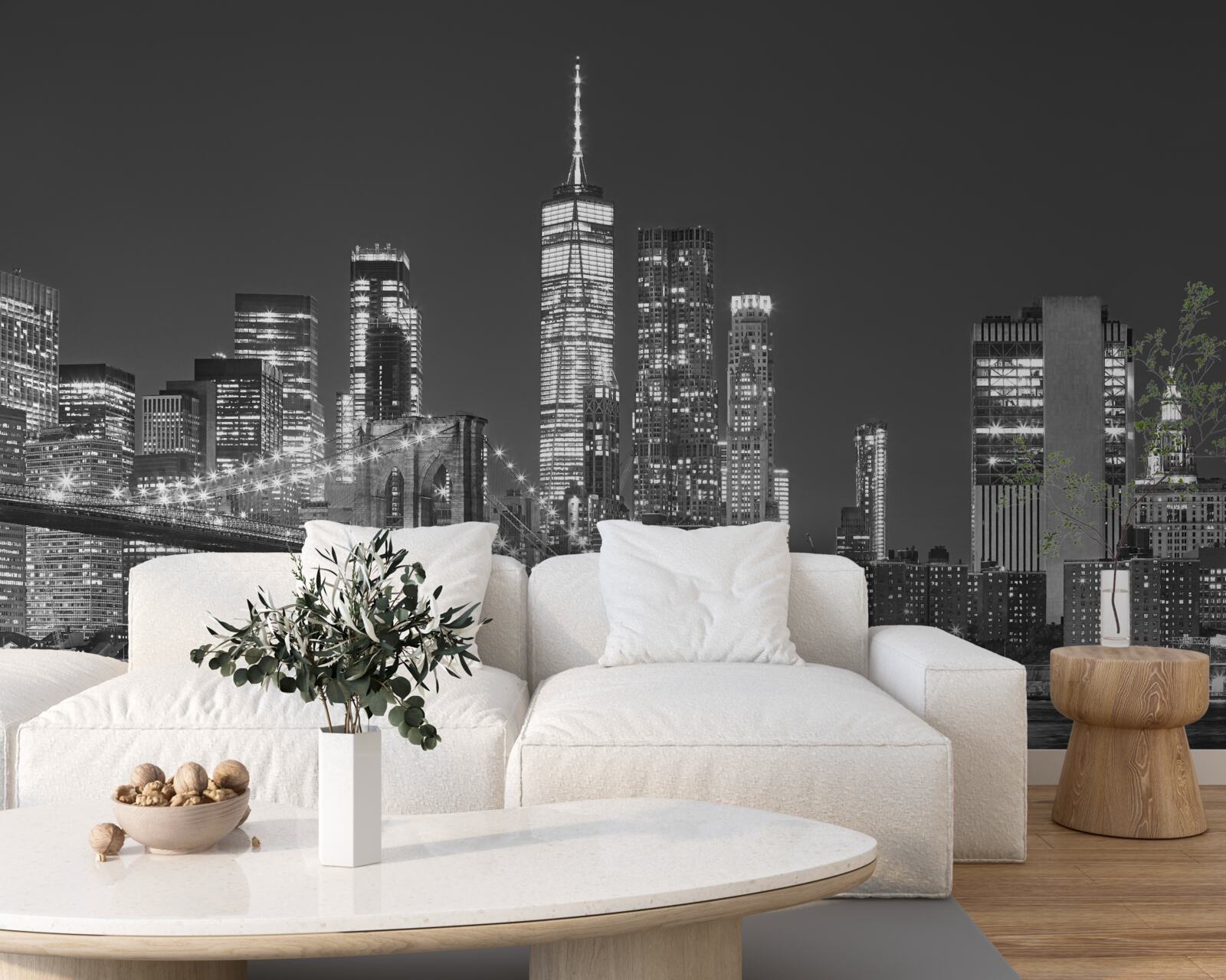 Fototapet vedere de seară a podului din manhattan