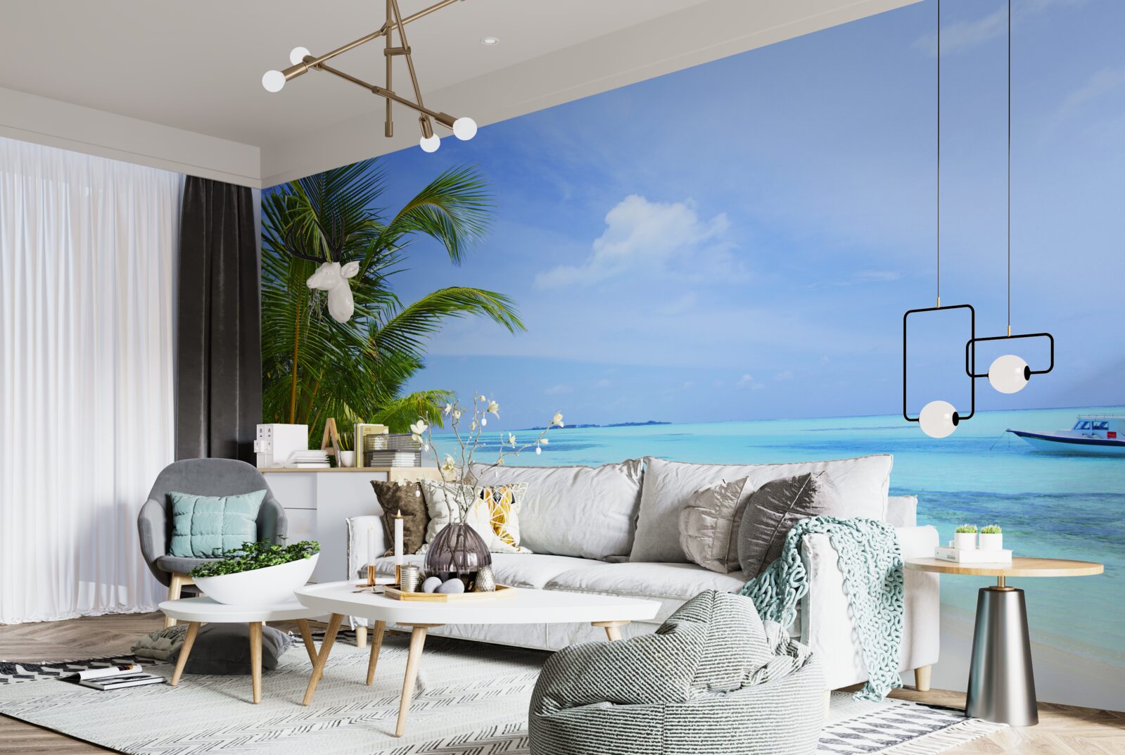 Fototapet apele turcoaz din largul coastelor tropicale