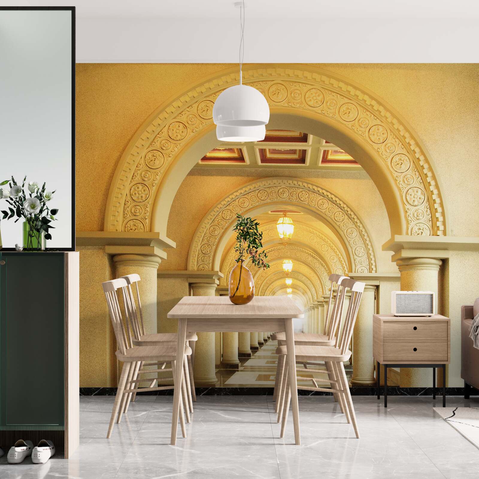 Fototapet lumină orbitoare la capătul tunelului de sub arcuri