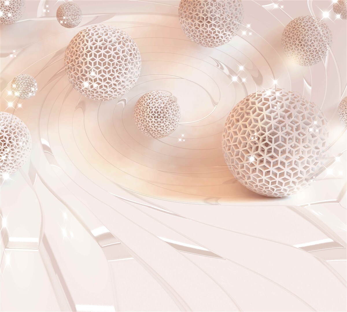 Fototapet bilele din abstract levitează deasupra suprafeței