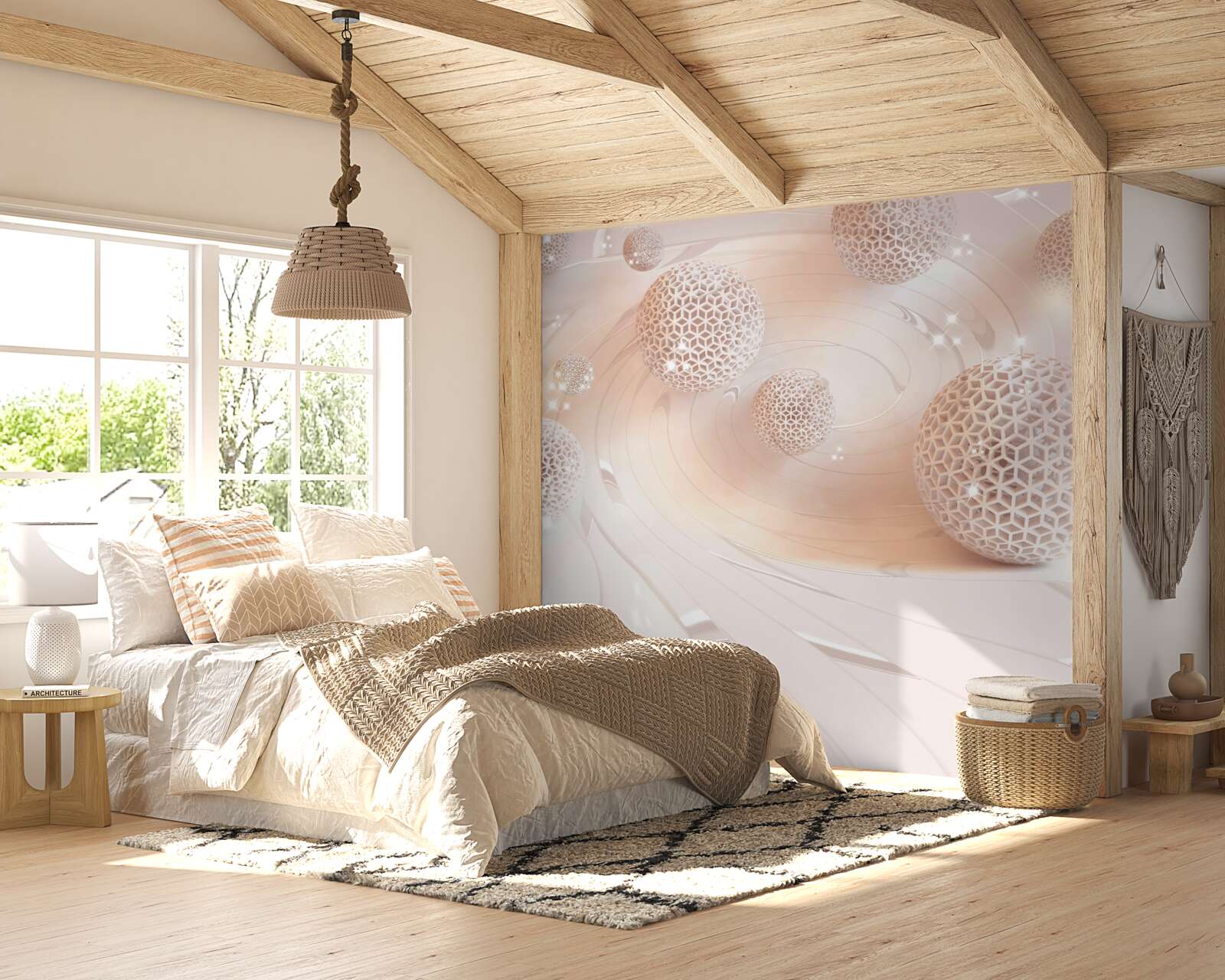 Fototapet bilele din abstract levitează deasupra suprafeței