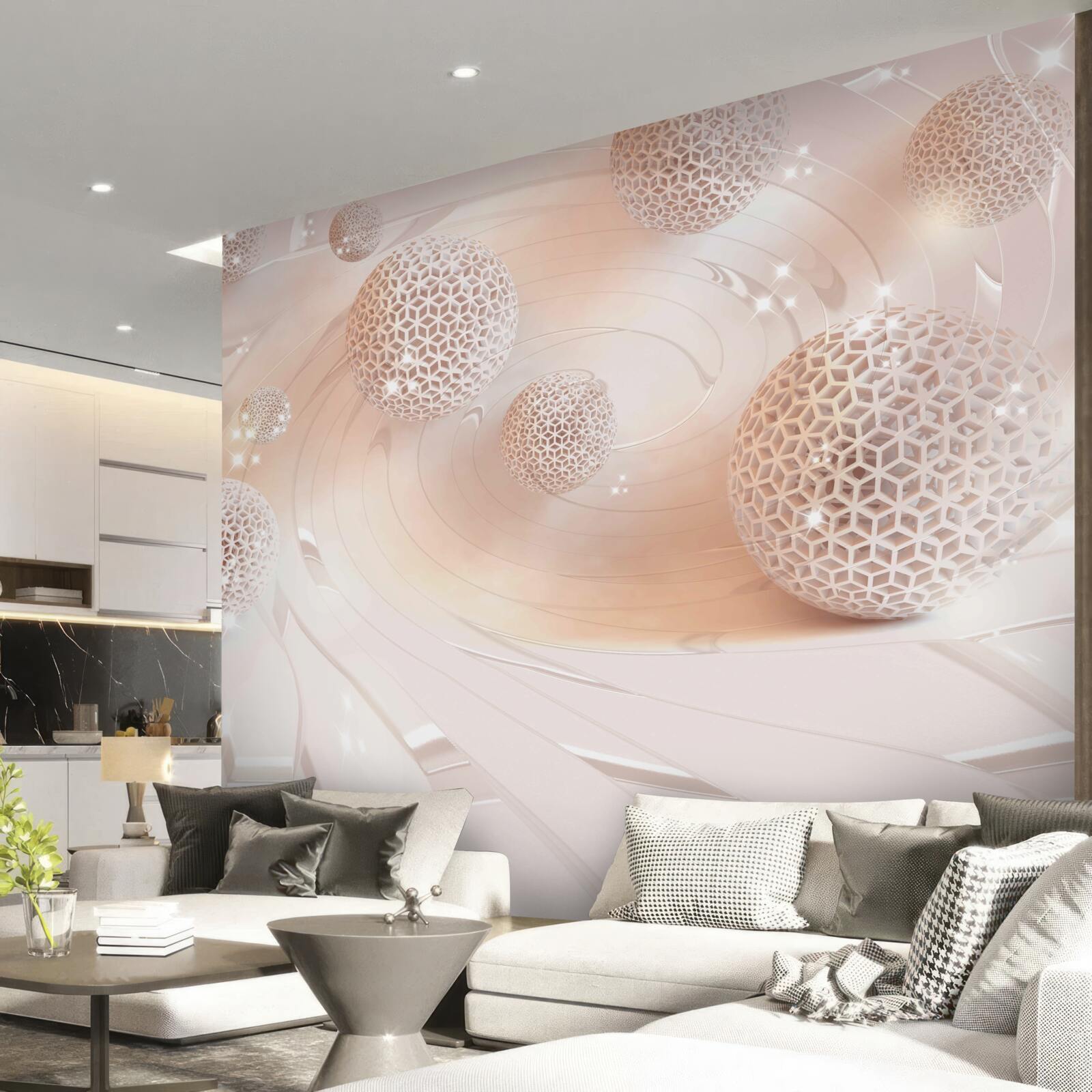 Fototapet bilele din abstract levitează deasupra suprafeței