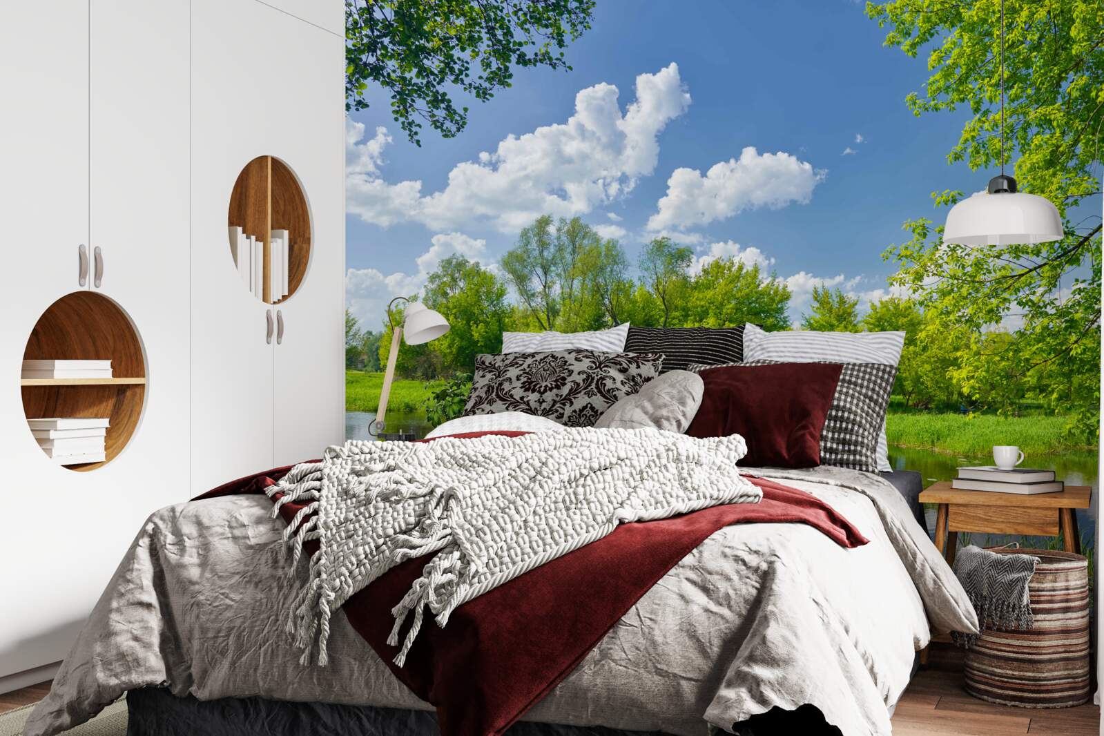 Fototapet apele calme ale râului forestier