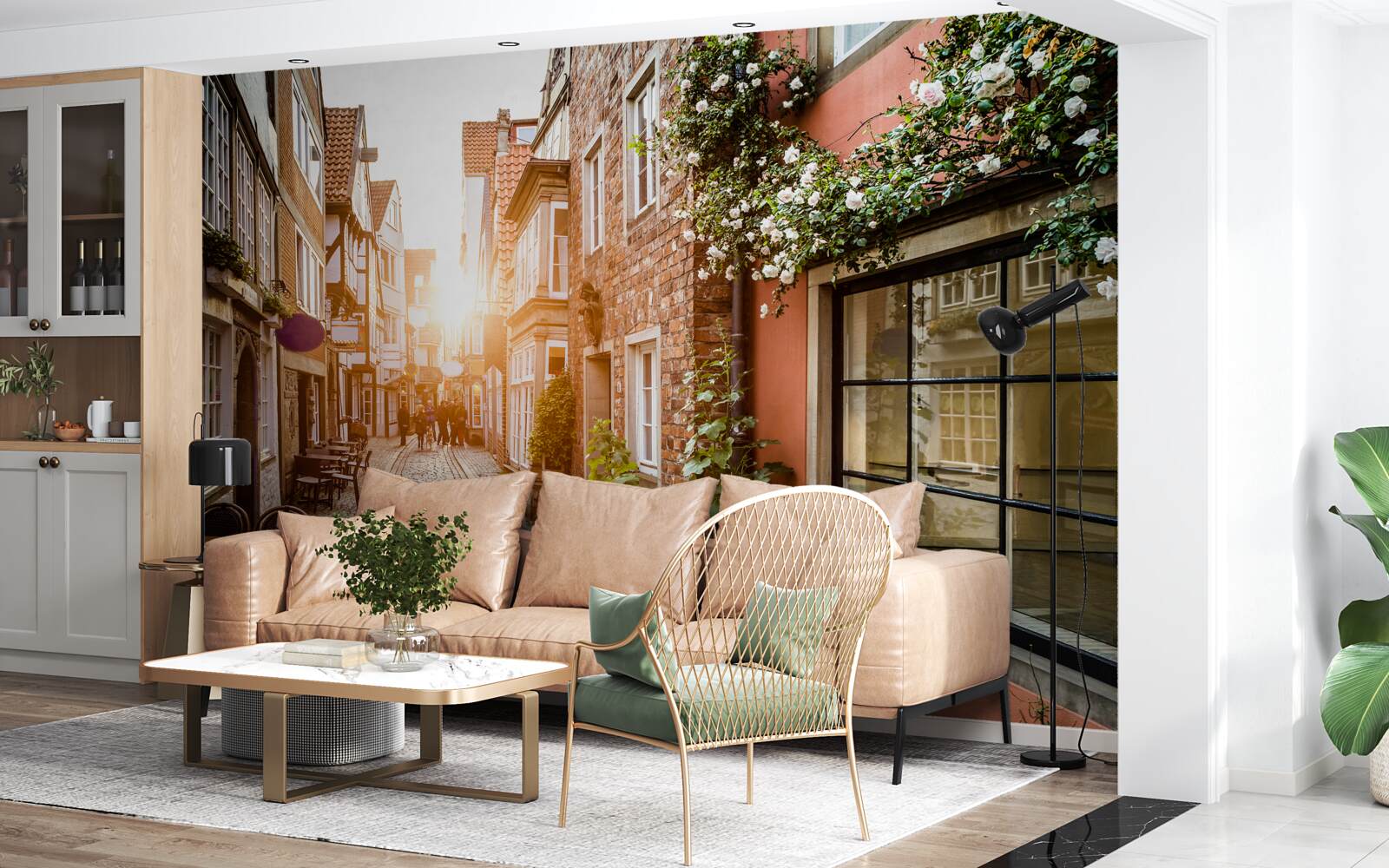 Fototapet răsărit de soare pitoresc într-un oraș antic