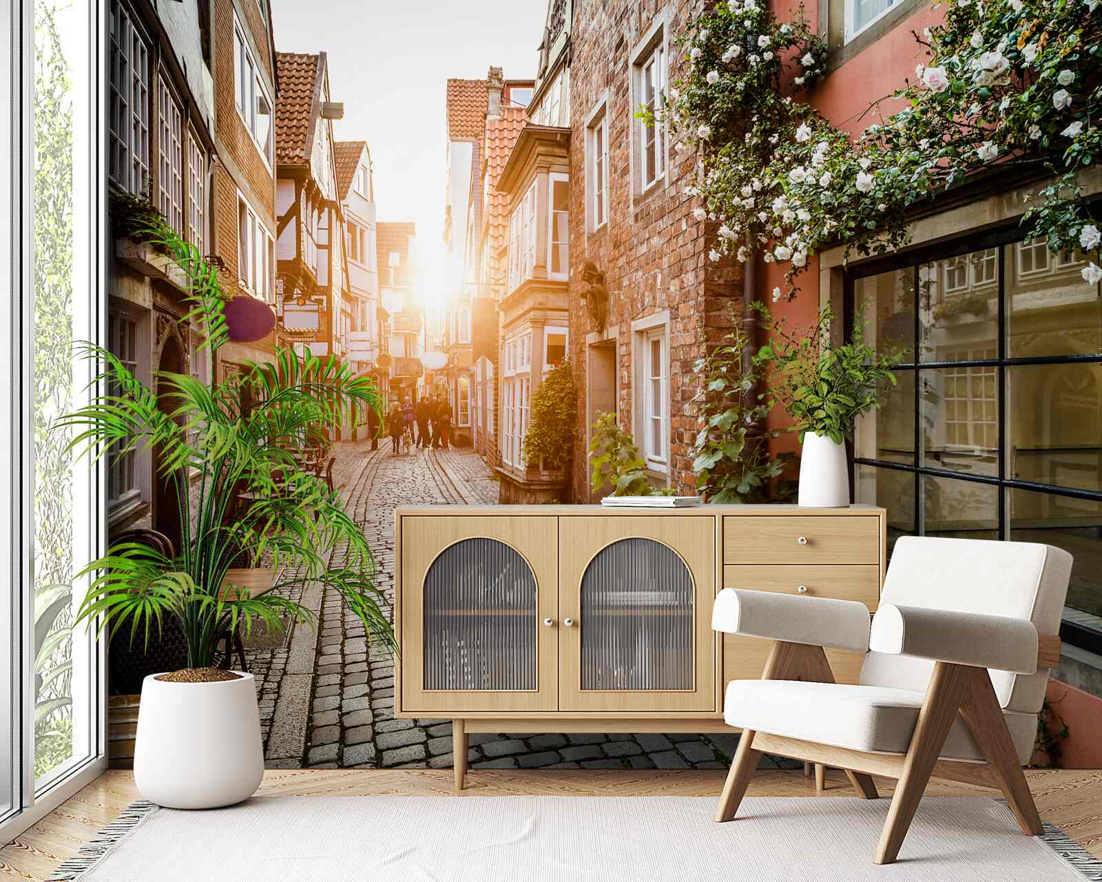 Fototapet răsărit de soare pitoresc într-un oraș antic