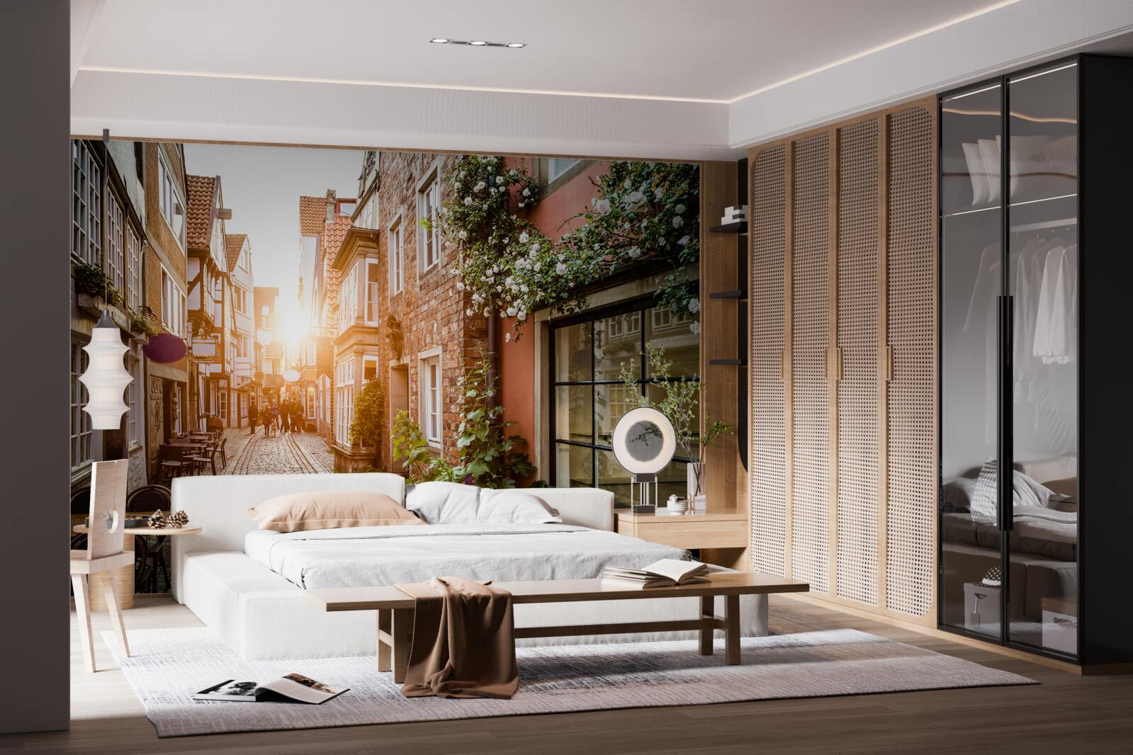 Fototapet răsărit de soare pitoresc într-un oraș antic