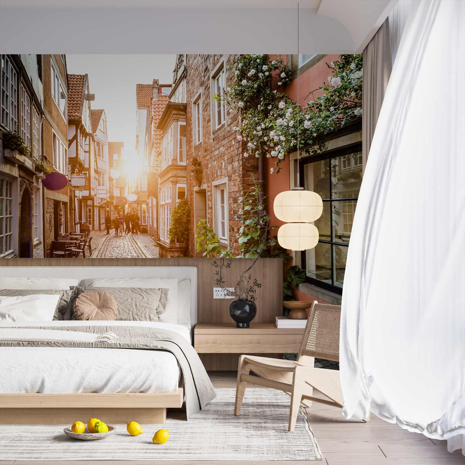 Fototapet răsărit de soare pitoresc într-un oraș antic