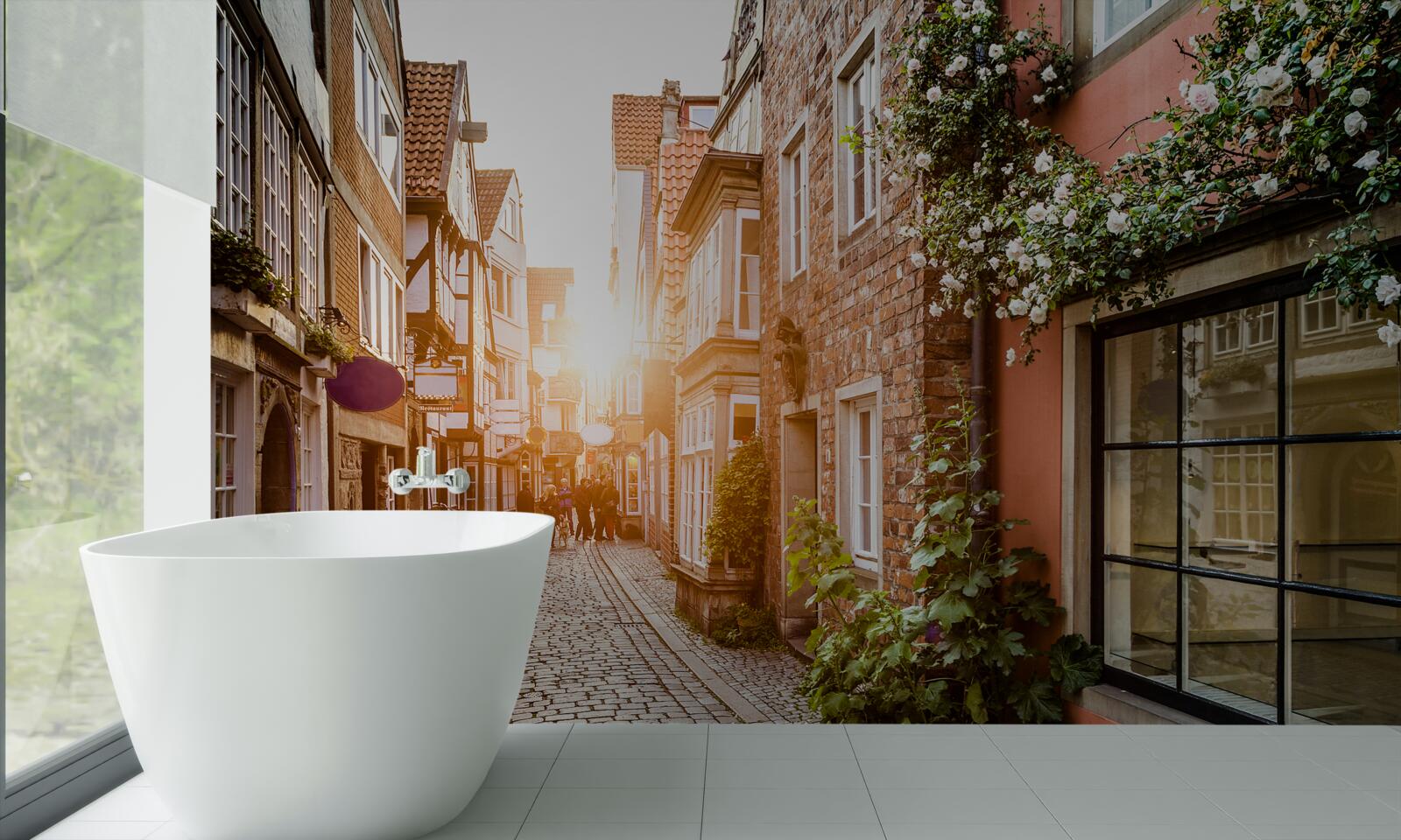 Fototapet răsărit de soare pitoresc într-un oraș antic