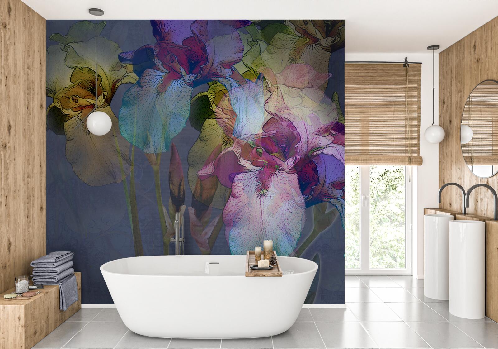 Fototapet atmosferă nocturnă în mijlocul frunzișului tropical