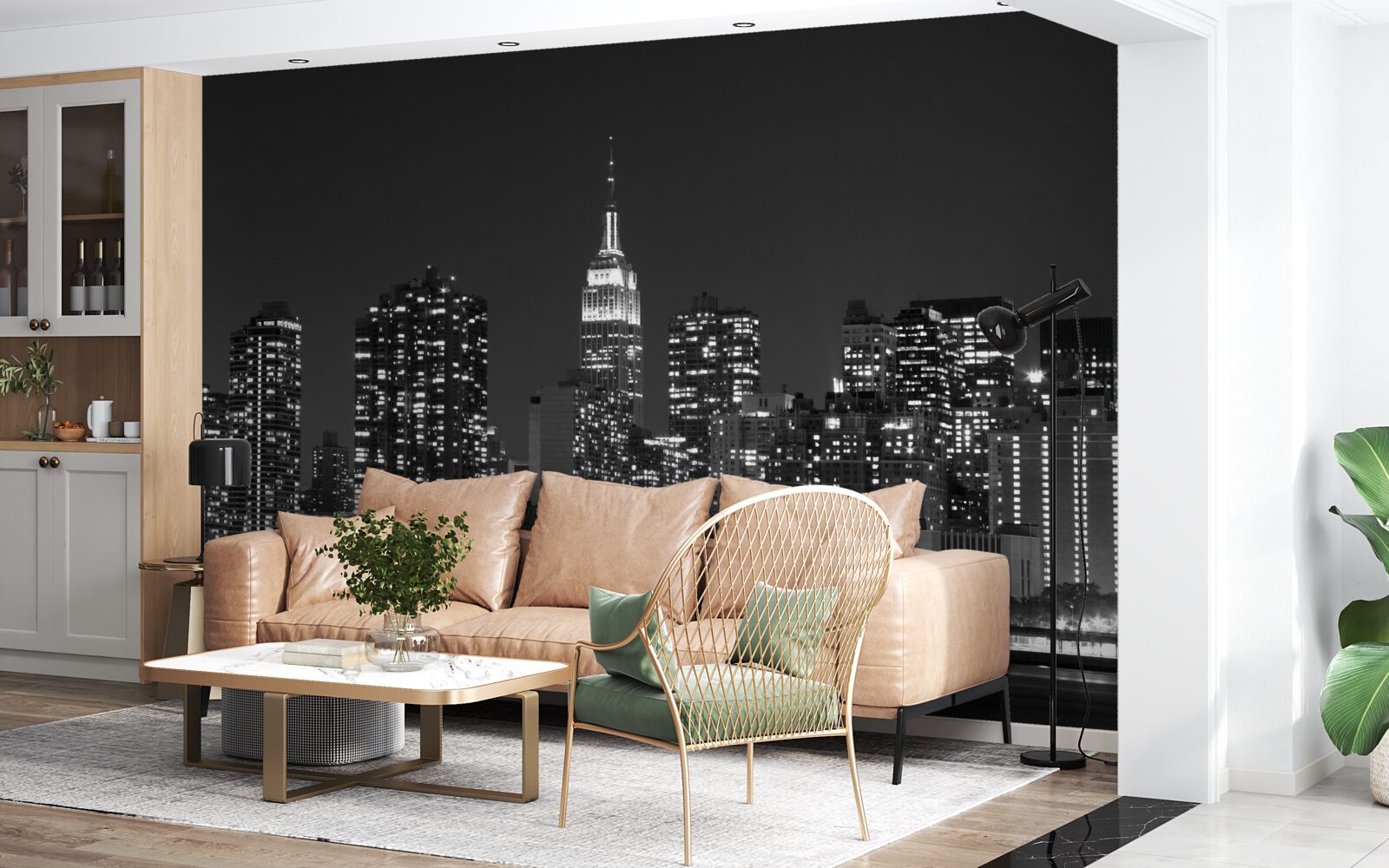 Fototapet orașul noaptea, luminat de lumini