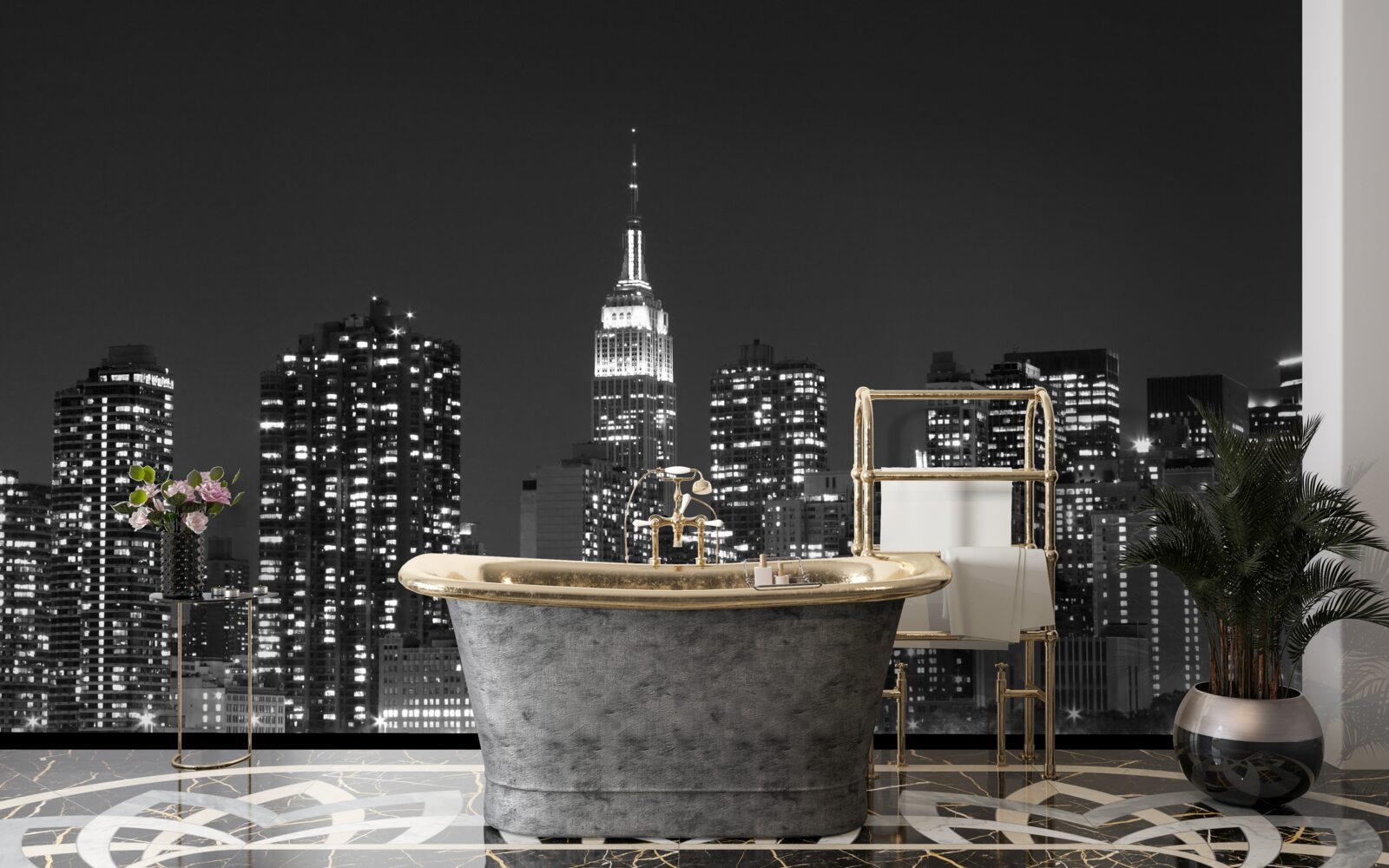 Fototapet orașul noaptea, luminat de lumini