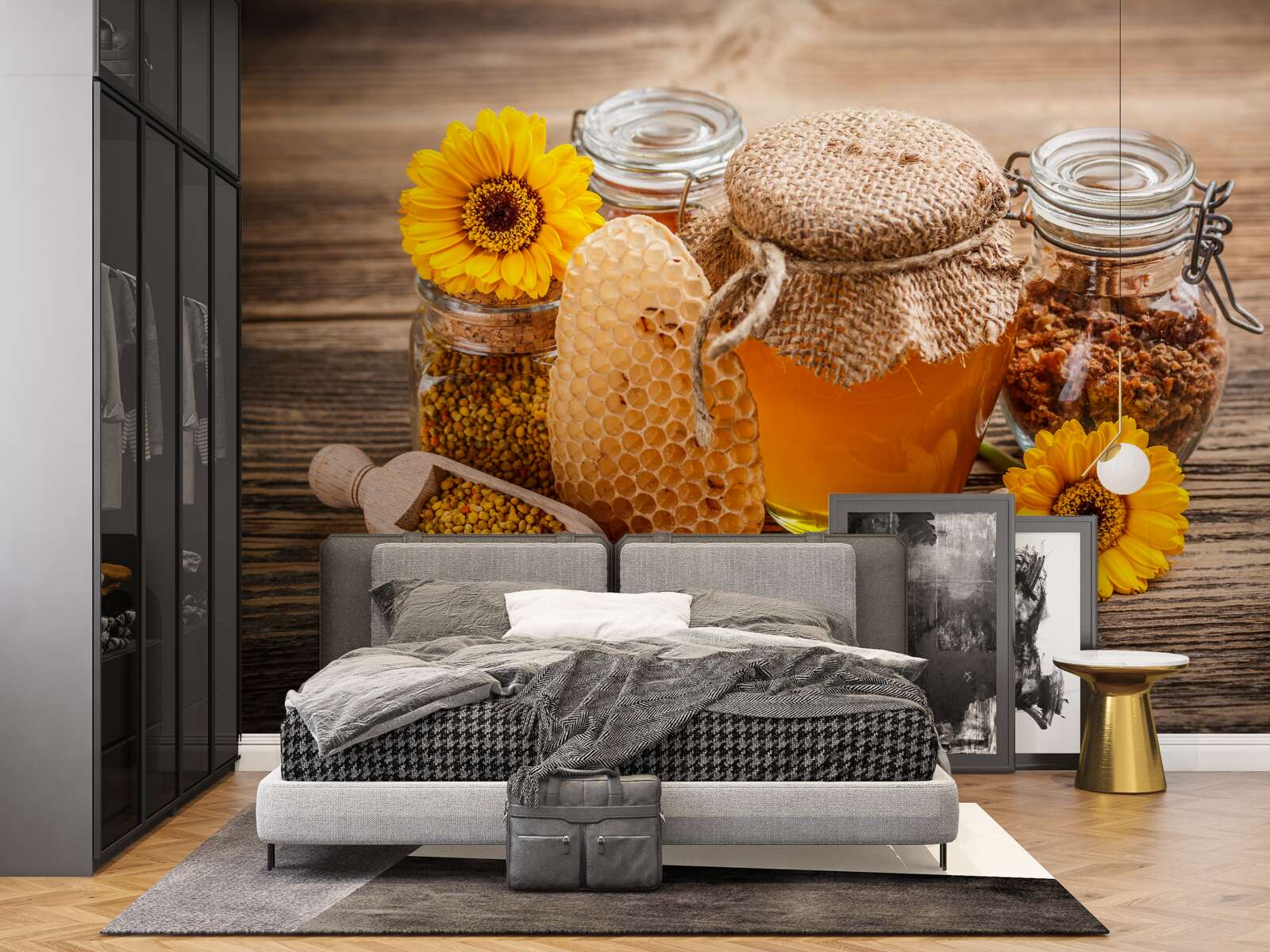 Fototapet mierea și ingredientele sale pe masă