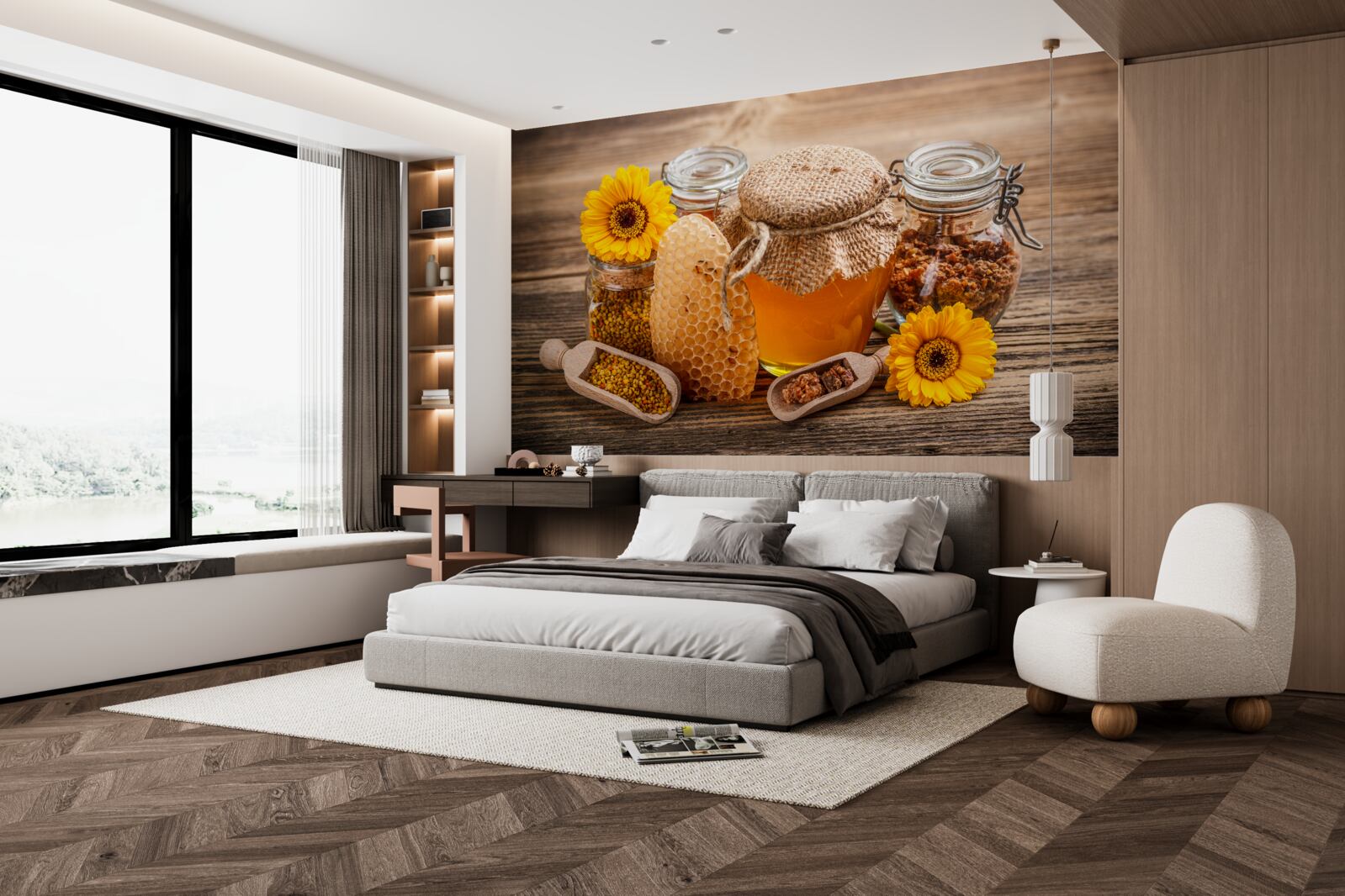 Fototapet mierea și ingredientele sale pe masă