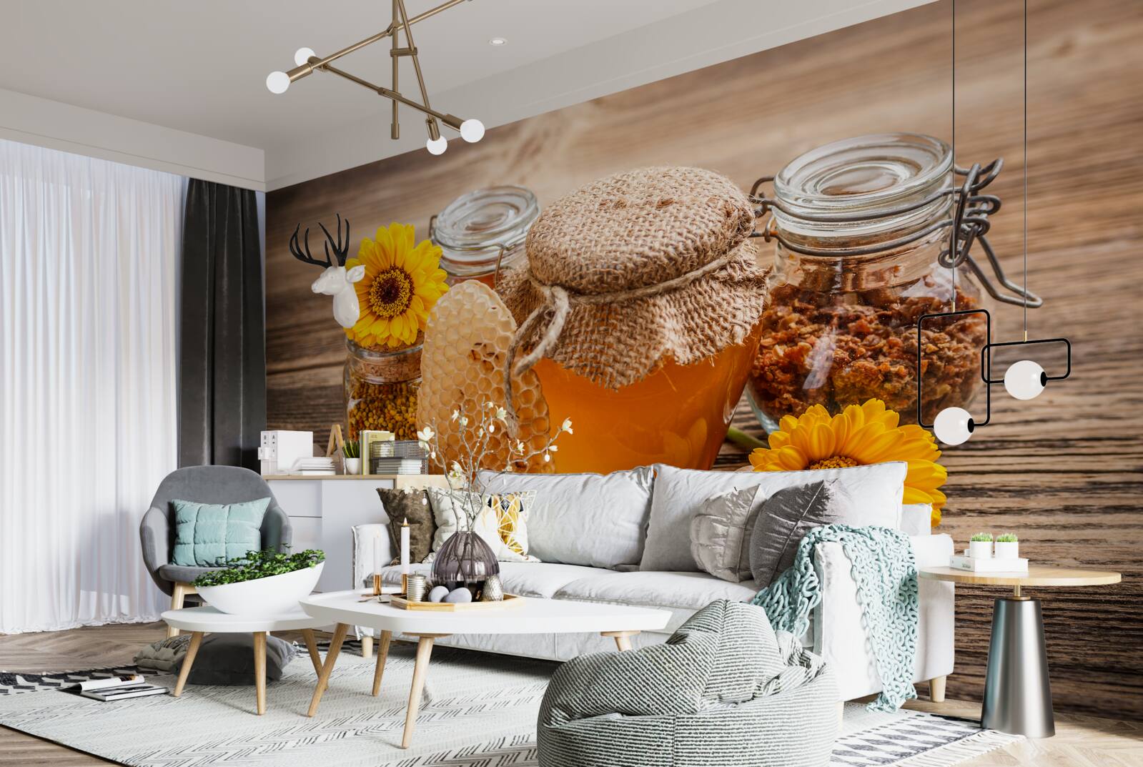 Fototapet mierea și ingredientele sale pe masă