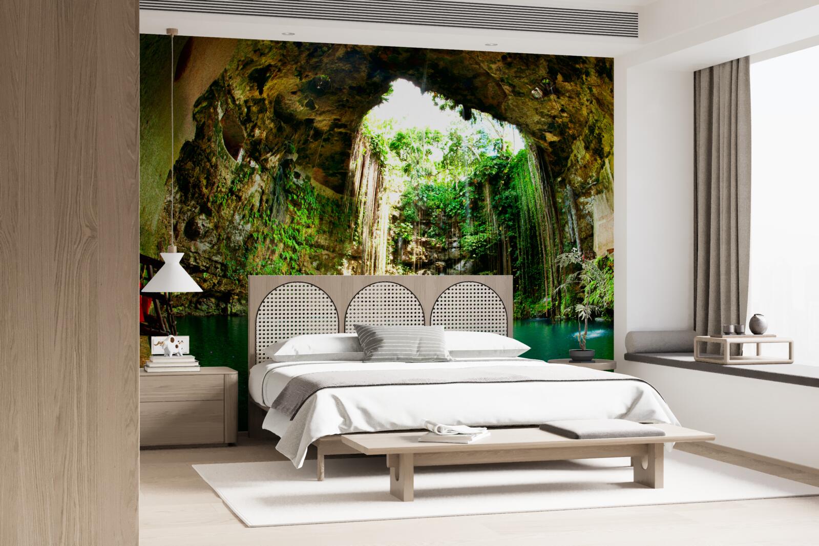 Fototapet apa care cade într-o peșteră de munte