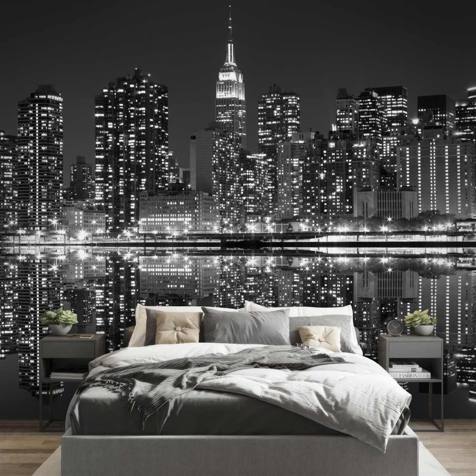 Fototapet linia de orizont a orașului este vizibilă în reflexiile apei